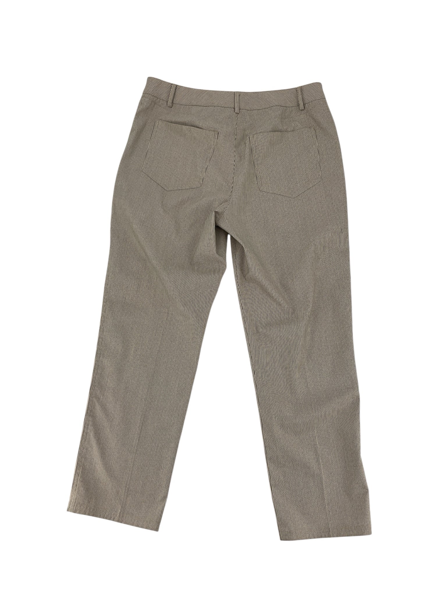 Peace Of Cloth Particular Tan Pant Tan Pinstripe Straight Leg Trousers Size 6 - Size 6