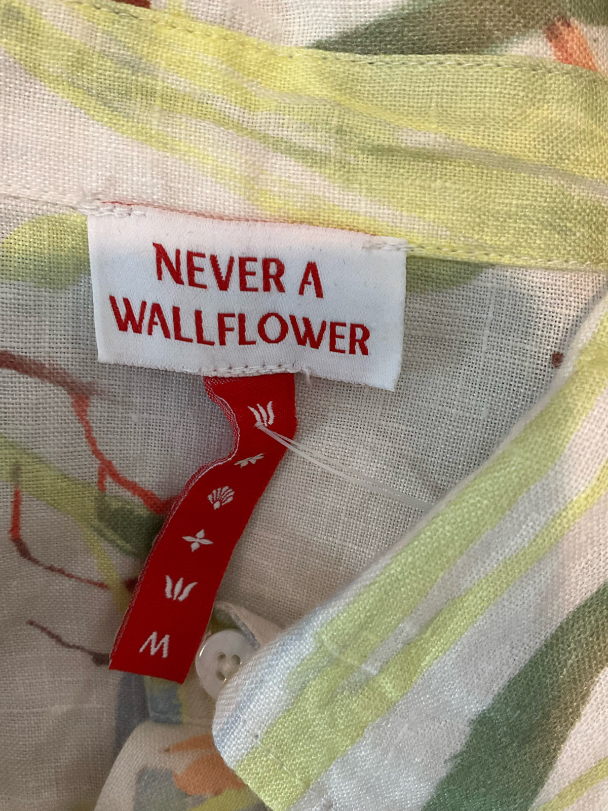 Never A Wallflower Floral Linen Midi Shirt Dress Size Medium - ONLINE ONLY