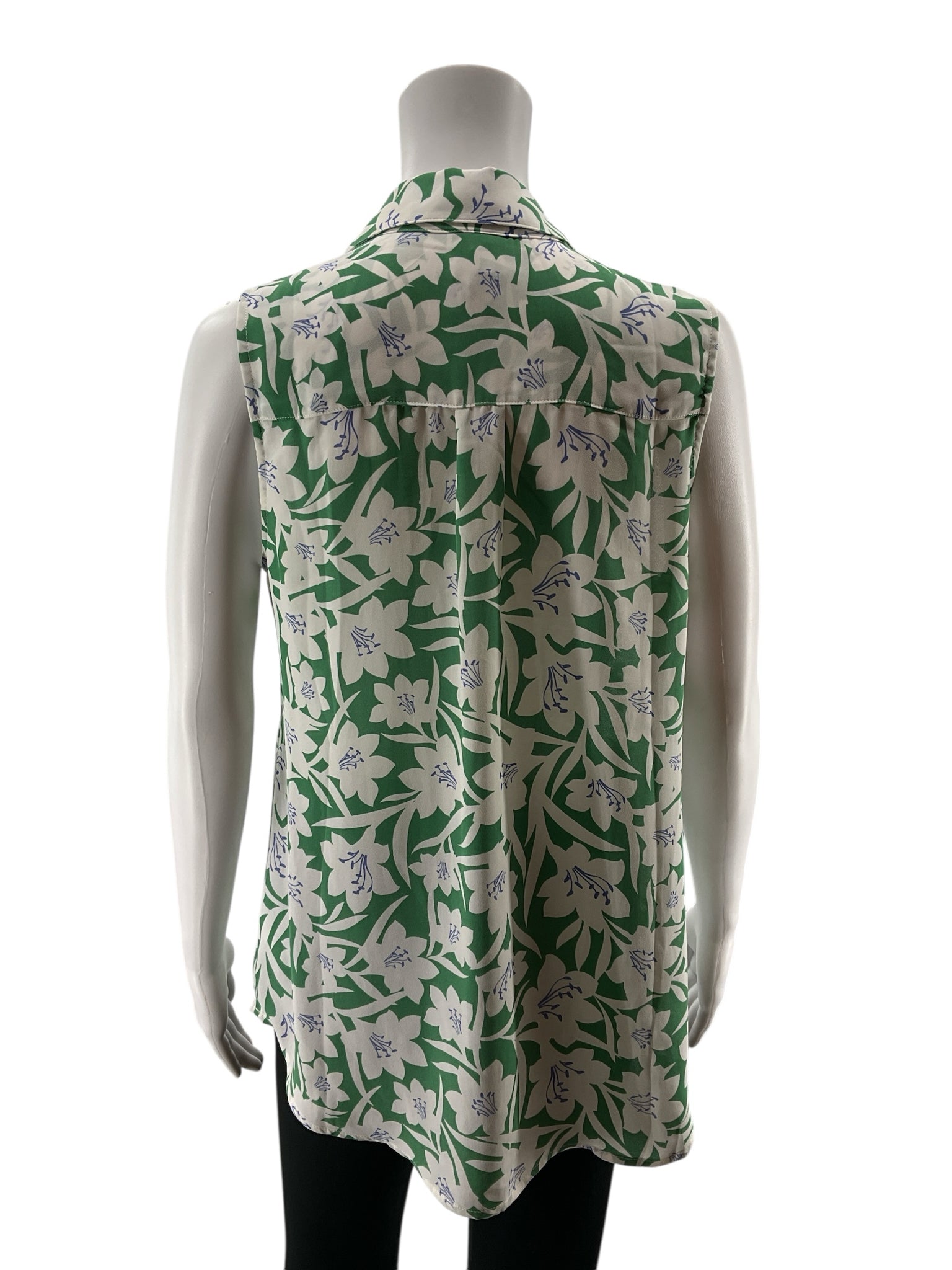cabi Posey Top Floral Sleeveless Blouse Green White Purple Size Small