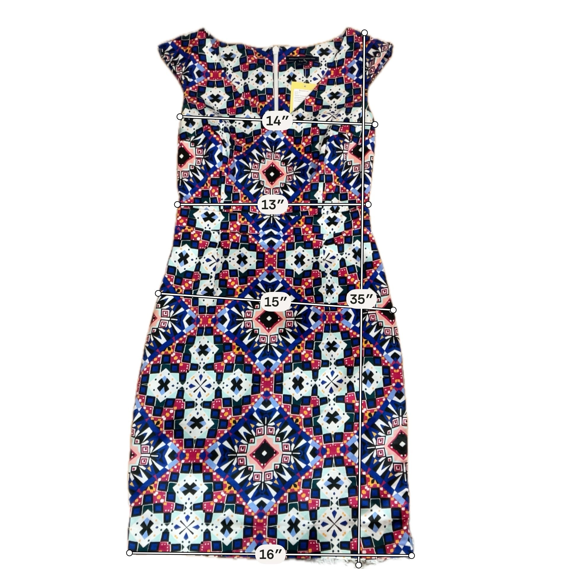 French Connection Size 6 white/pink/blue Print Pre-Owned Ladies Dress