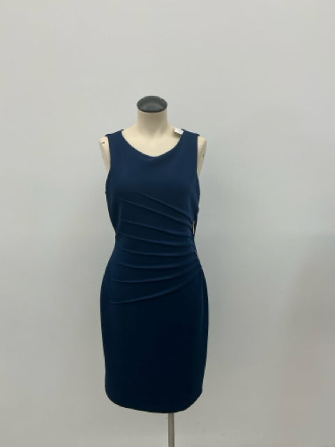 Ivanka Trump Navy Blue Textured Ruched Sheath Dress Size 10 - ONLINE ONLY