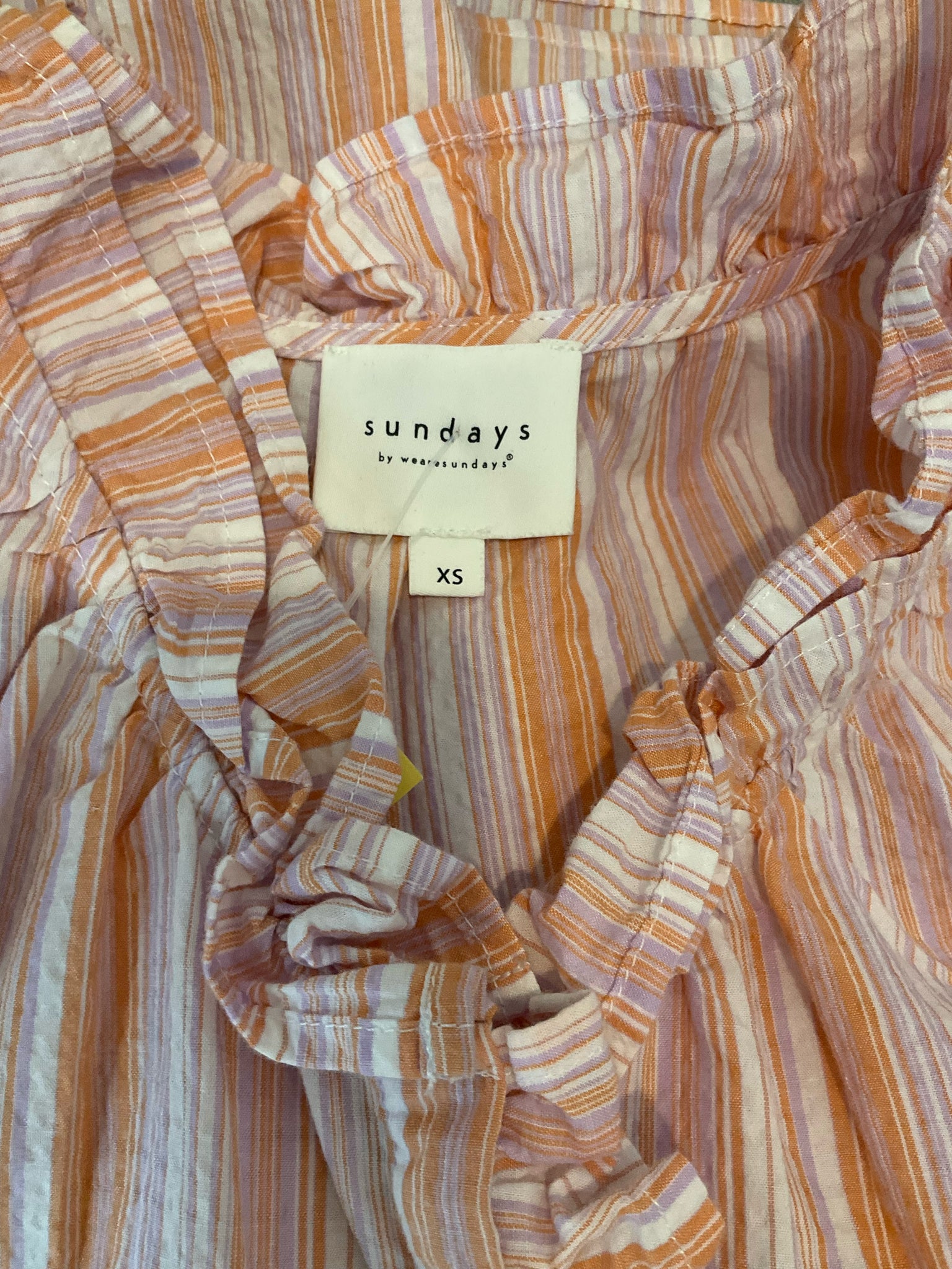 Sundays White/Pink/Orange Sleeveless Anthropologie Ruffled Striped Tunic Mini Dress Size XS - Size XS