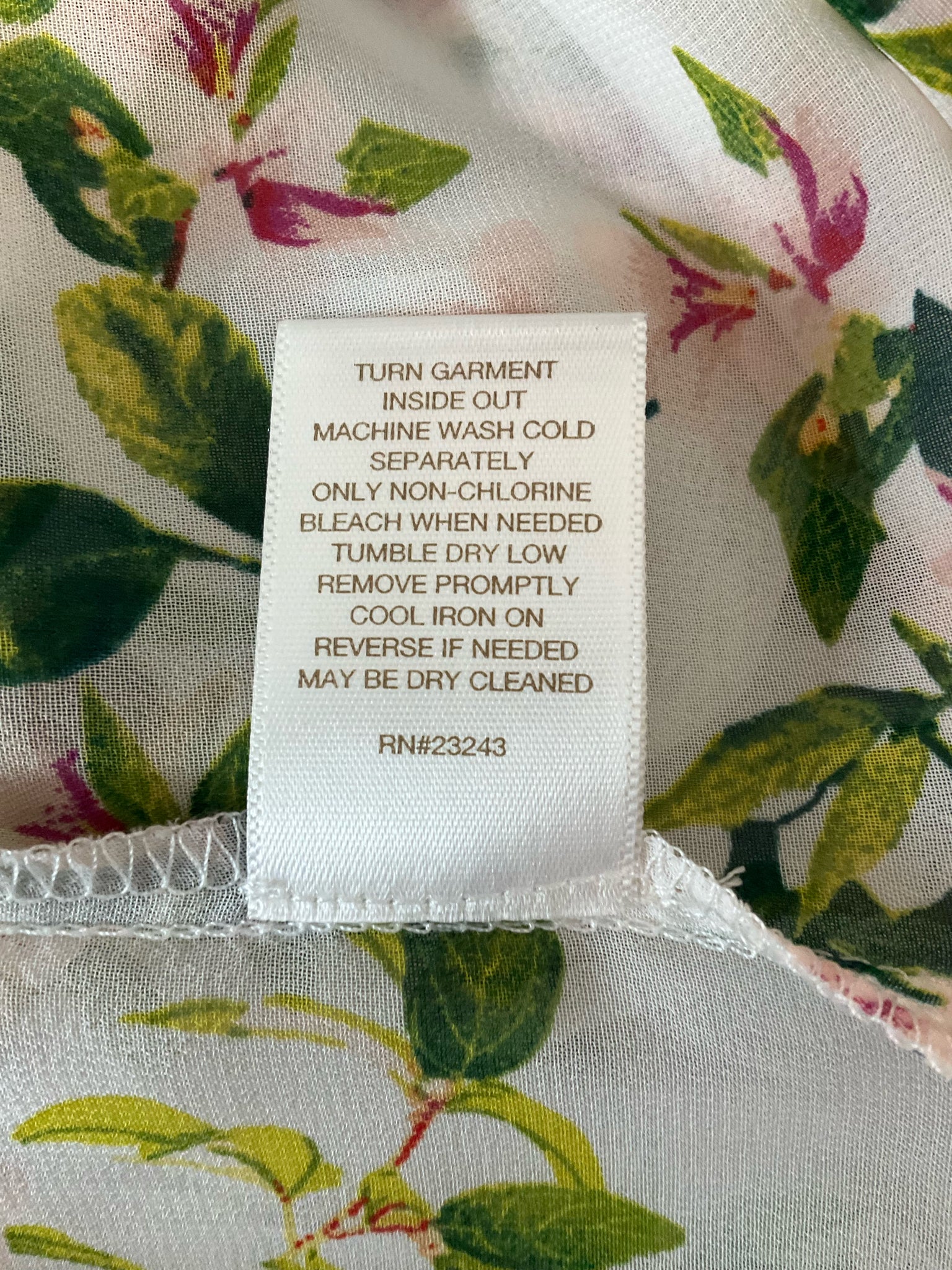Eva Mendes for New York & Company white/green/pink Short Sleeve Floral Ruffle Tie-Neck Blouse Size Medium NWT - Size M