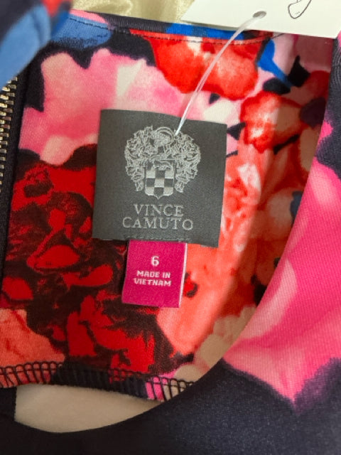 Vince Camuto Vince Camuto Floral Scuba Sheath Dress Navy Blue Red Size 6