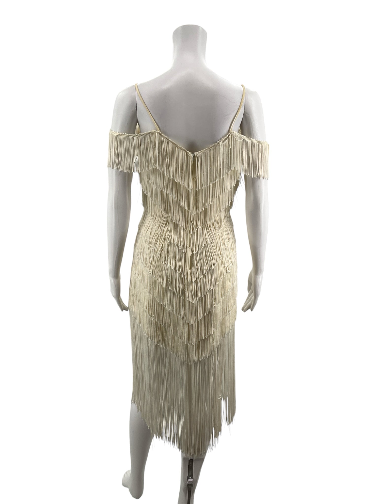 TLD by Eletra Cream Cocktail TD4 by Electra Cream Fringe Pre-Owned Ladies Dress - Size 5 - Size s