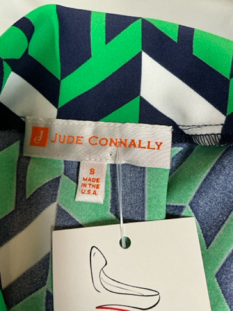 Jude Connally Chevron Sport Polo Dress Green Navy White Size Small