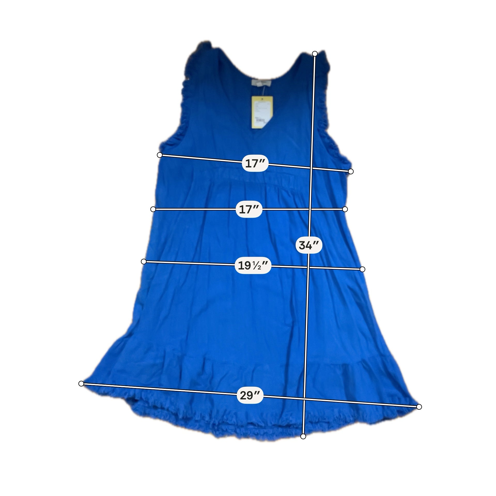 Umgee True Blue Linen Blend Tiered Babydoll Dress Size Medium