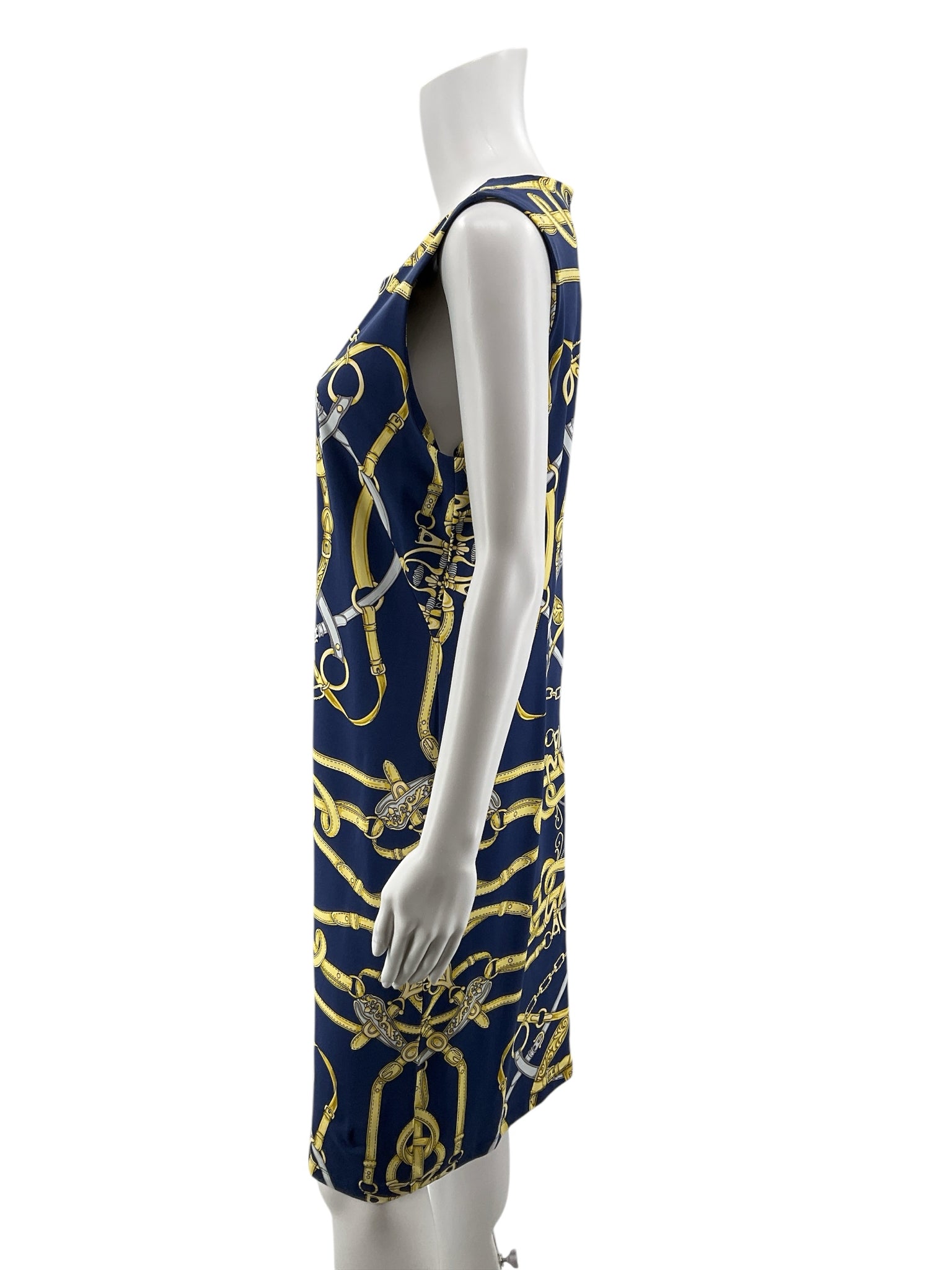 J. McLaughlin Catalina Cloth Equestrian Chain Print Sheath Dress Size Large