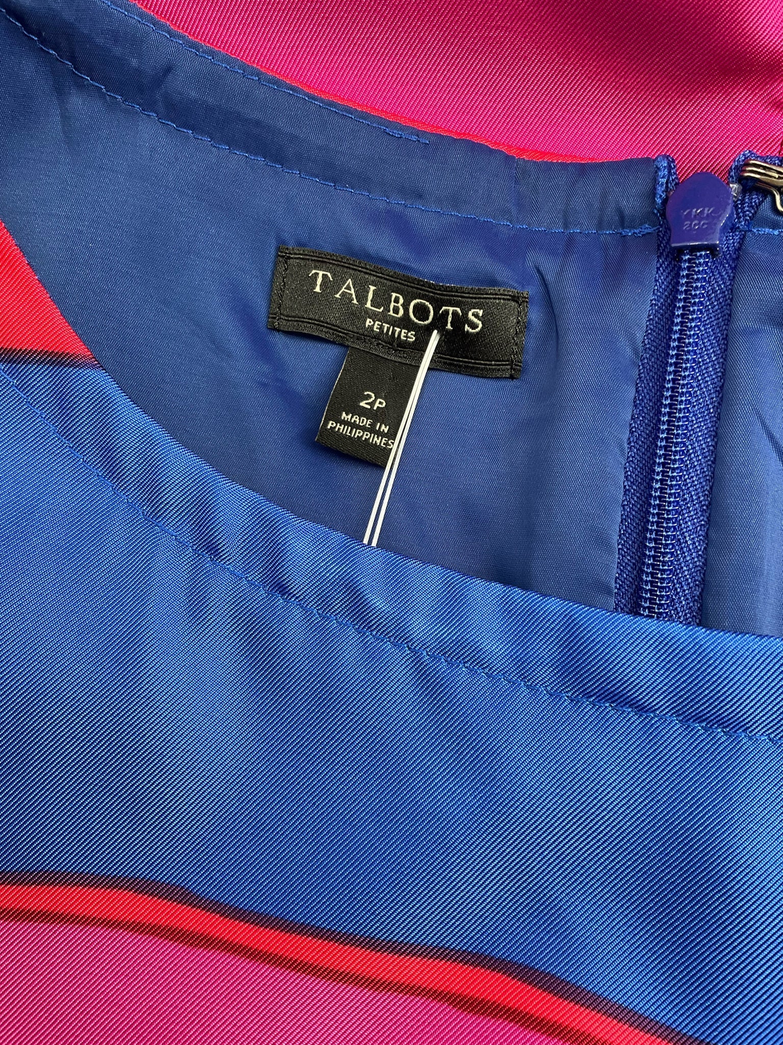 Talbots Blue/pink Stripe Pre-Owned Ladies Dress - Size 2 Petite