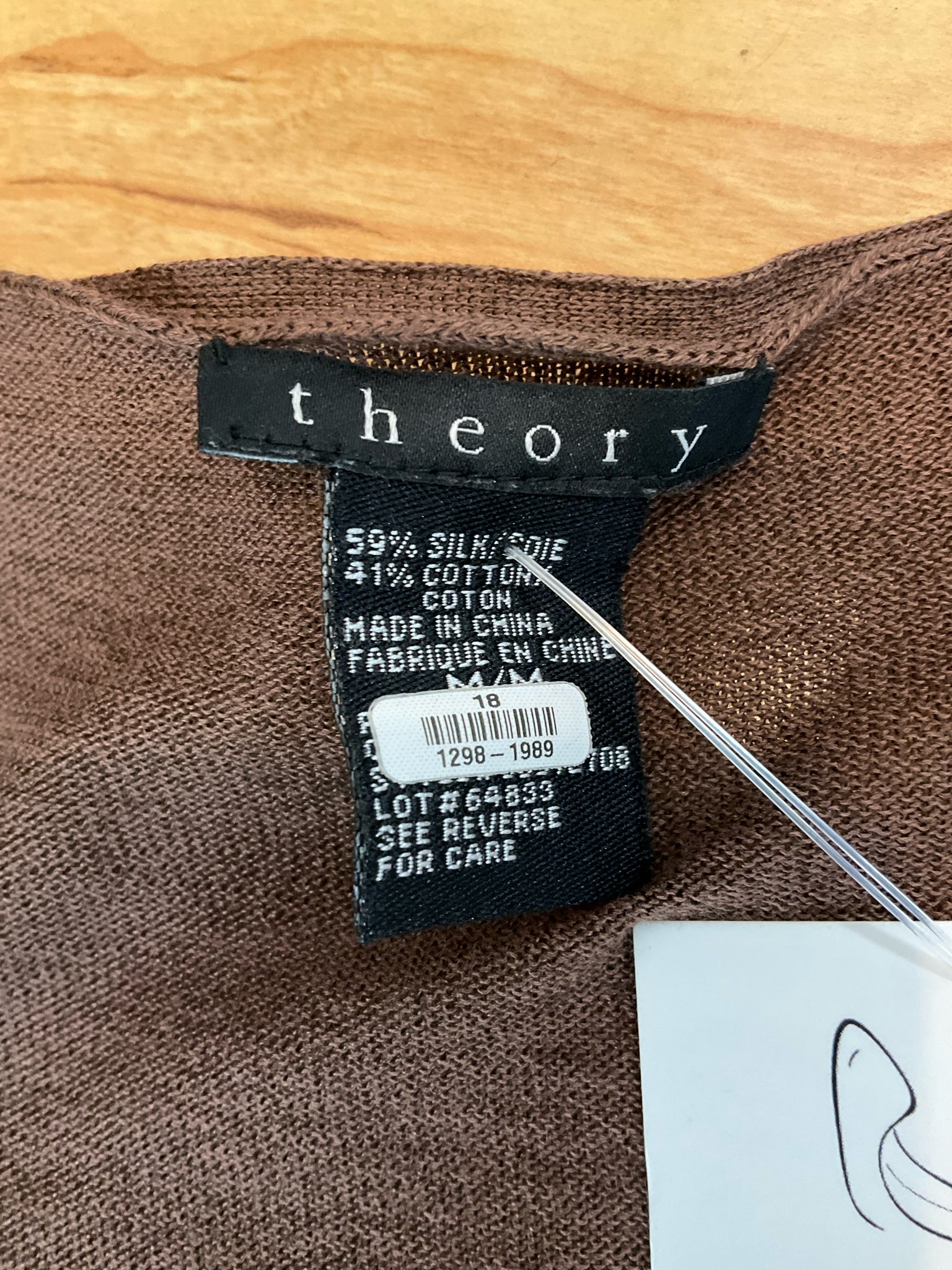 Theory Silk Cotton Blend Dolman Sleeve Wrap Top Brown Size Medium