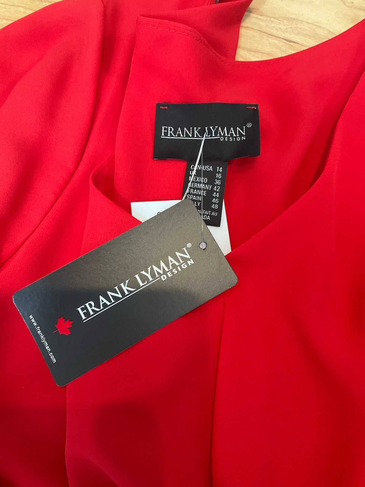 Frank Lyman Design Red Chiffon Bell Sleeve Blouse Top Size 14 NWT - ONLINE ONLY
