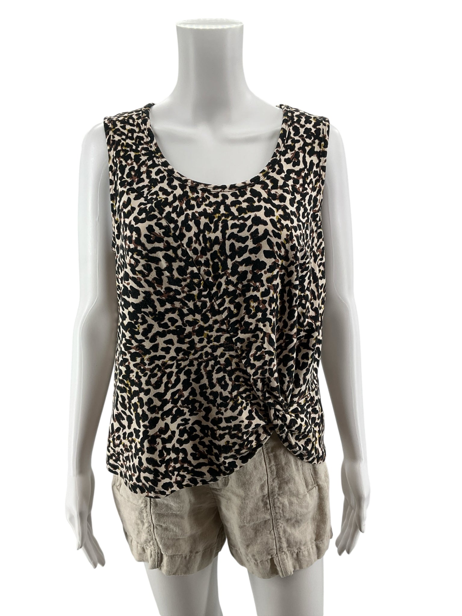Cabi Twist Tank Top M Leopard Animal Print Sleeveless Blouse Fall 2019 Style 5759