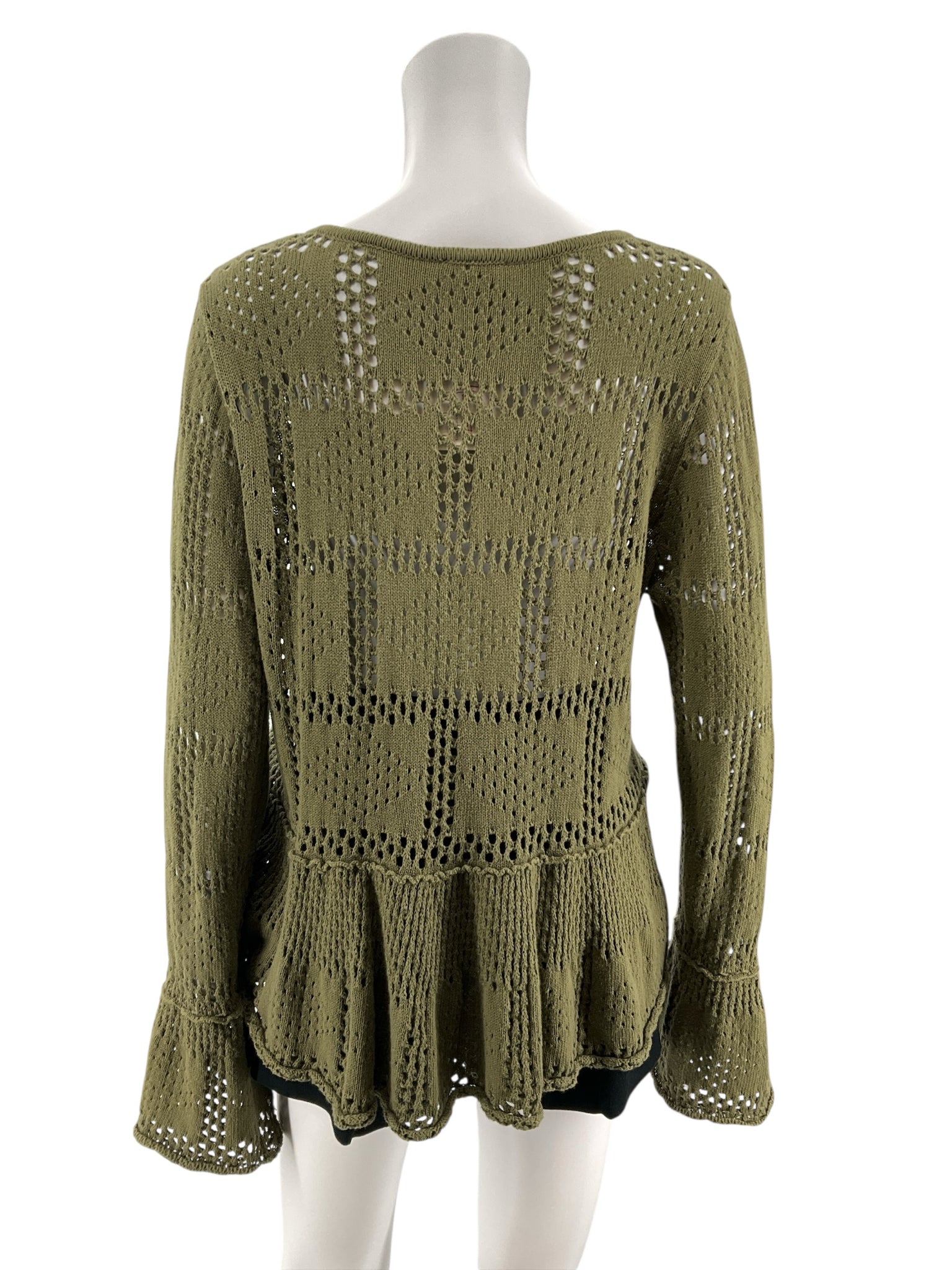 Pilcro and the Letterpress Olive Green Waffle Knit Henley Top Size Medium