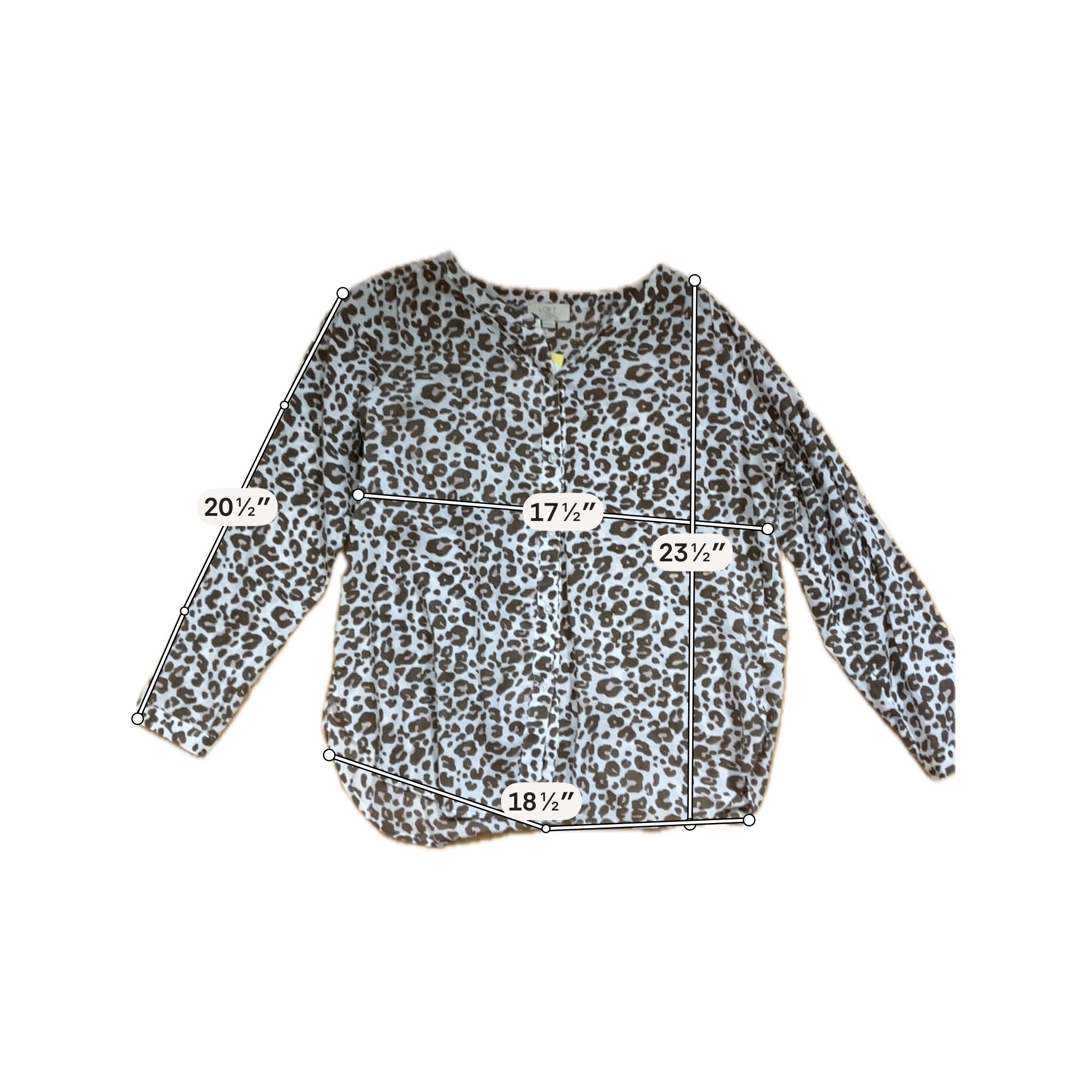 LOFT Outlet Petite Leopard Print Blouse | Size MP | 100% Cotton Animal Print Top