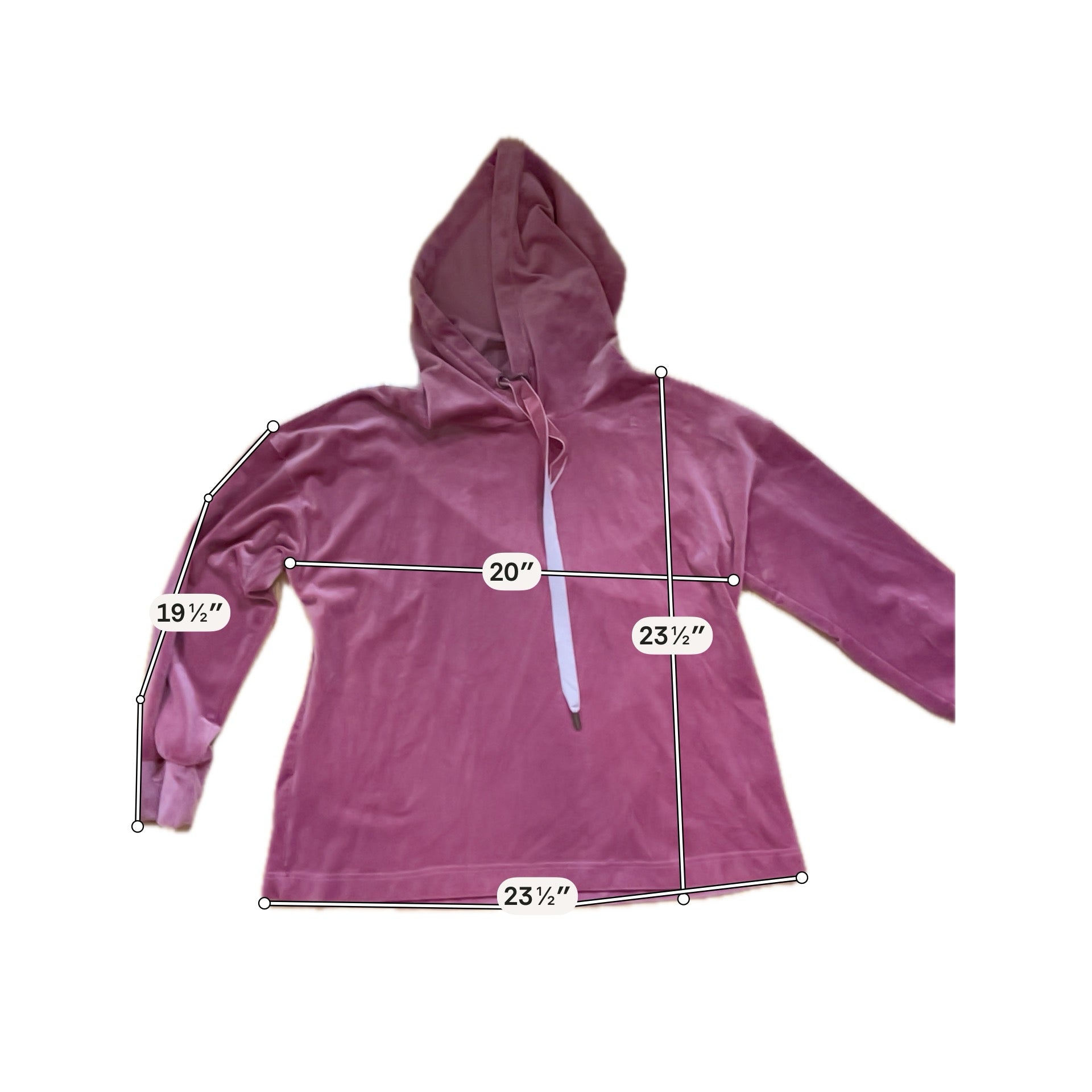 Domisily Crushed Velour Oversized Pullover Hoodie Sweatshirt XL Mauve