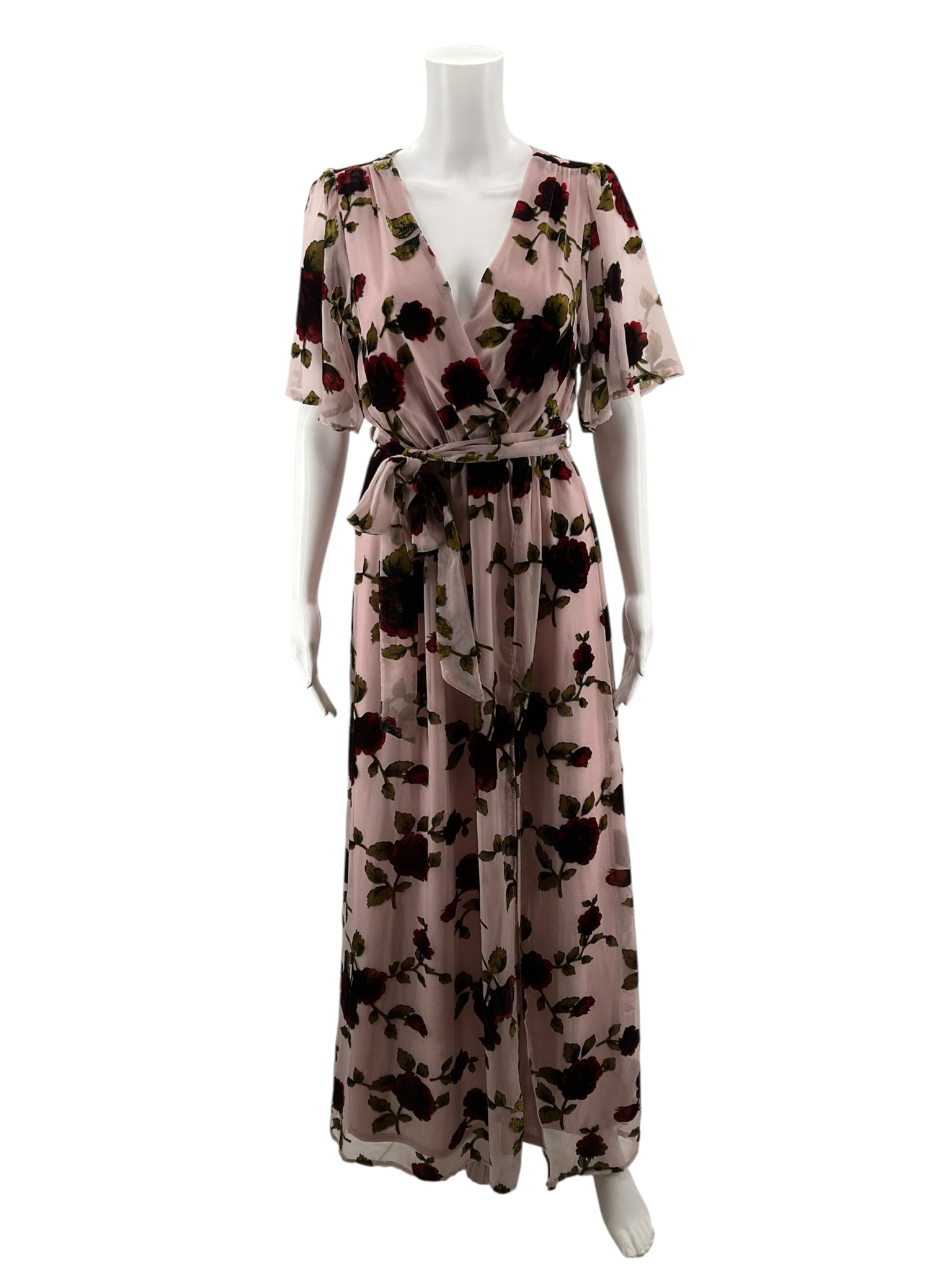 Baltic Born Lydia Floral Velvet Wrap Maxi Dress Size Small NWT