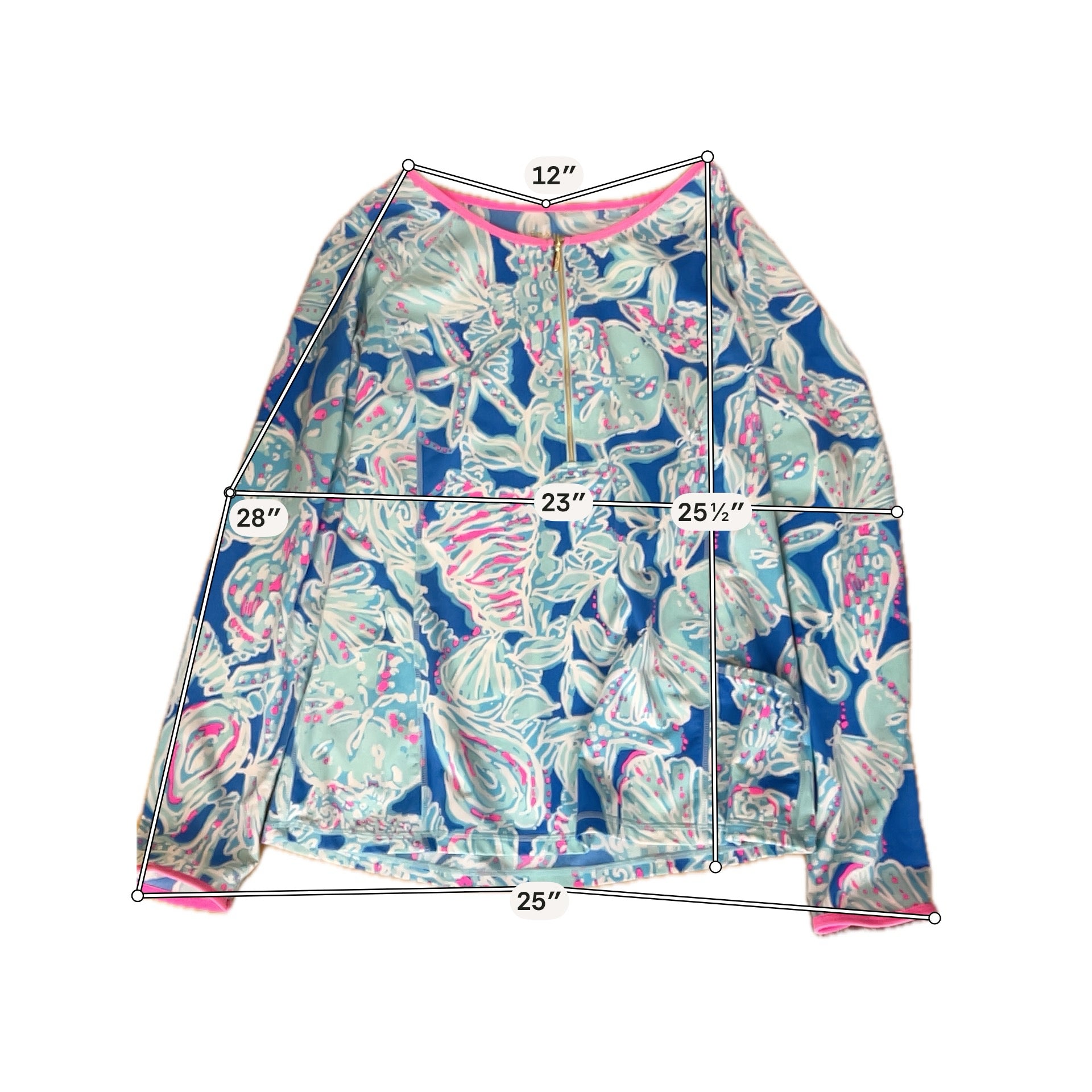 Lilly Pulitzer Size XL white/blue/pink seashells Ladies Casual Top - Downstairs