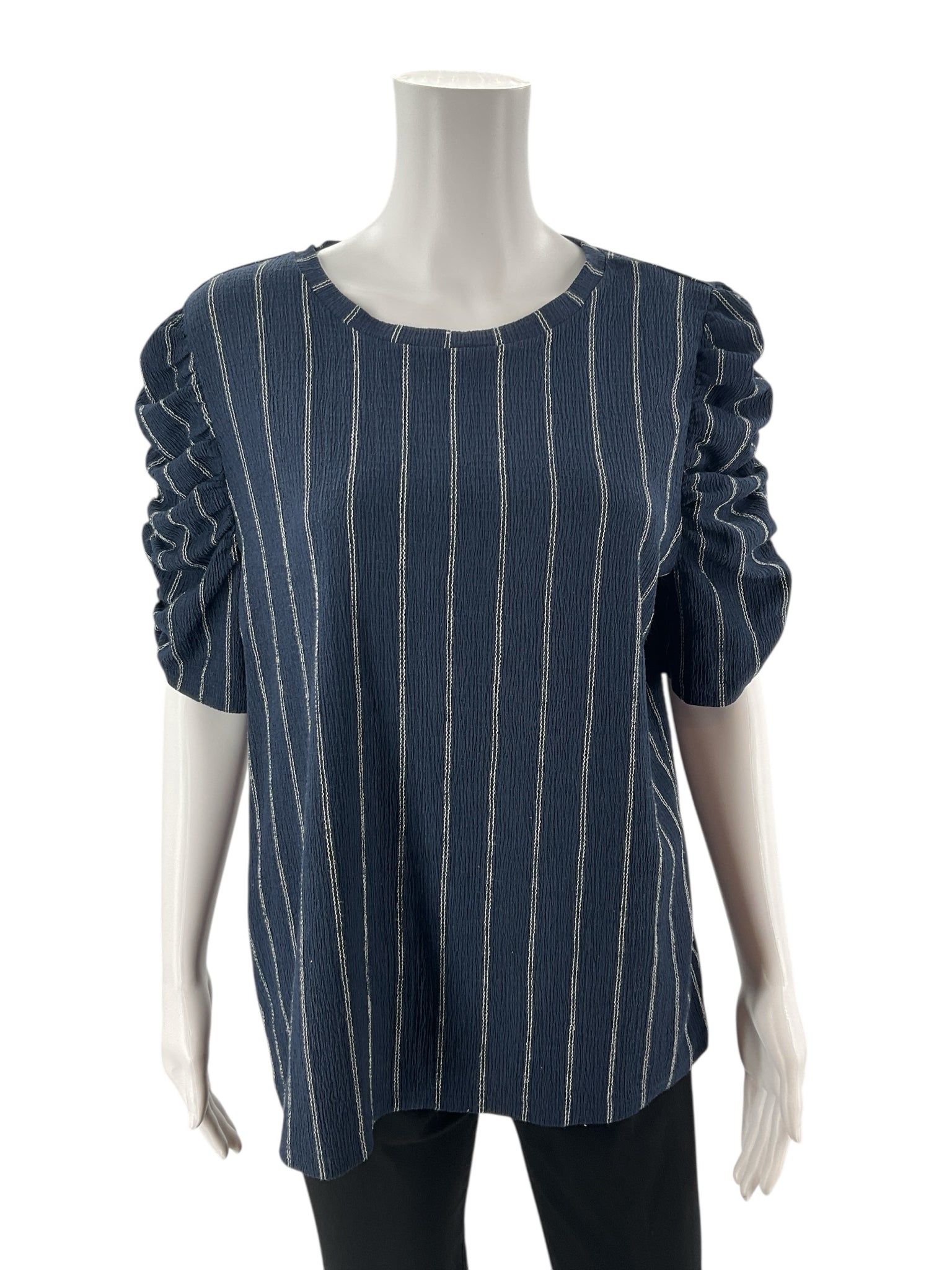 Loft Navy/White Striped Pre-Owned Ladies Top - Size XL