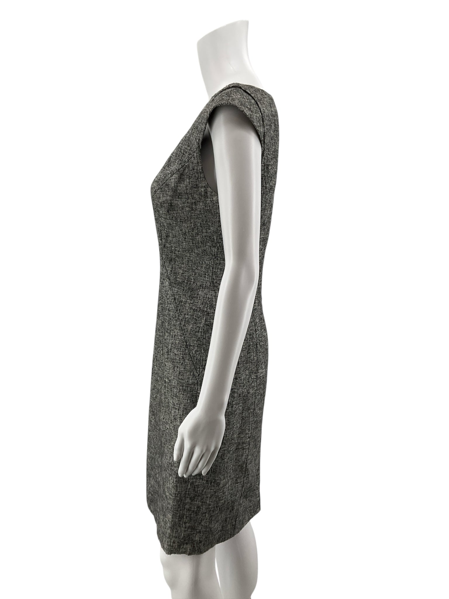 Ann Taylor Textured Cap Sleeve Sheath Dress Gray Black Size 2