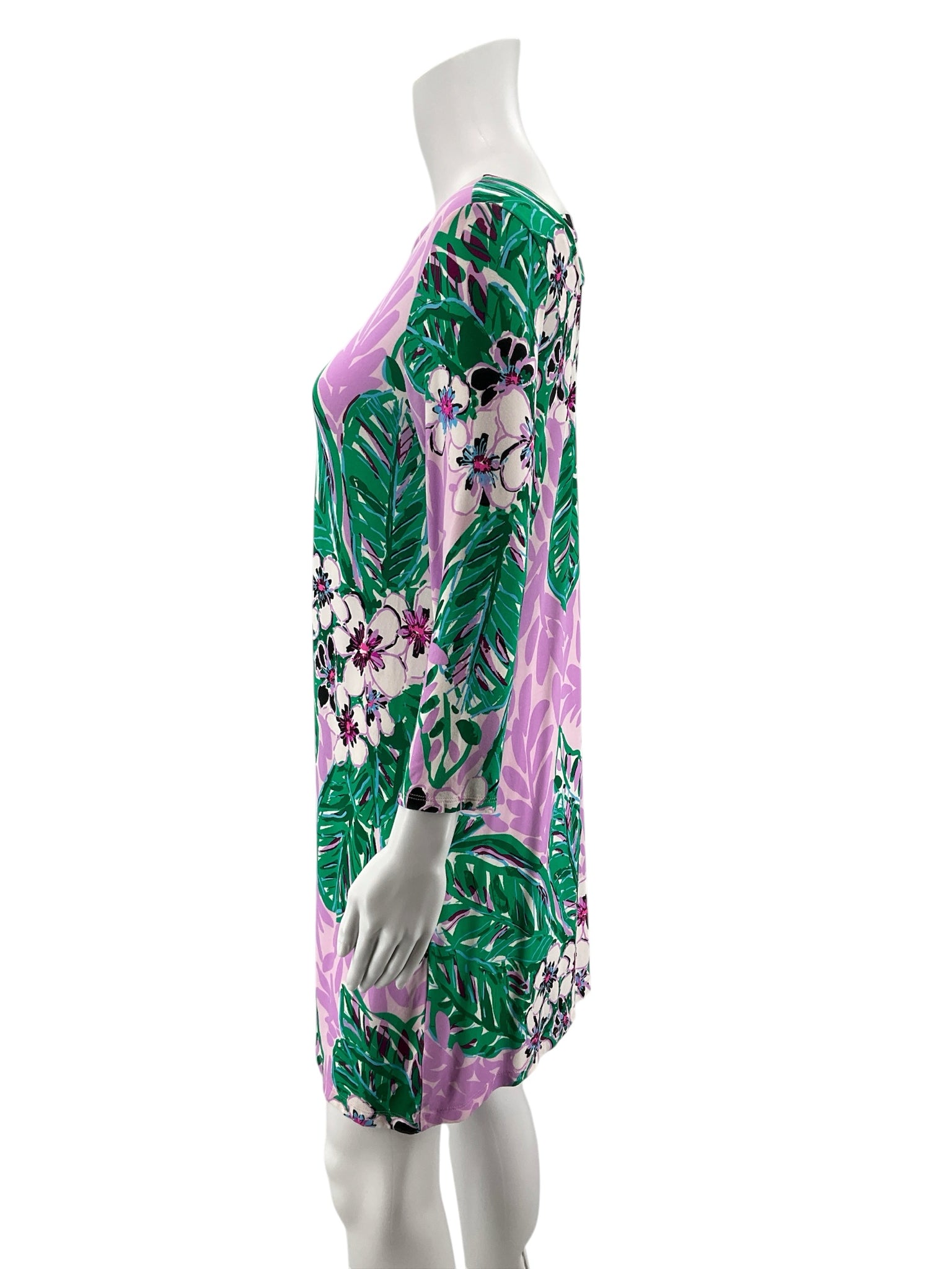 Lilly Pulitzer Lela Dress Tiki Palm Swing Dress Purple Green Size Small