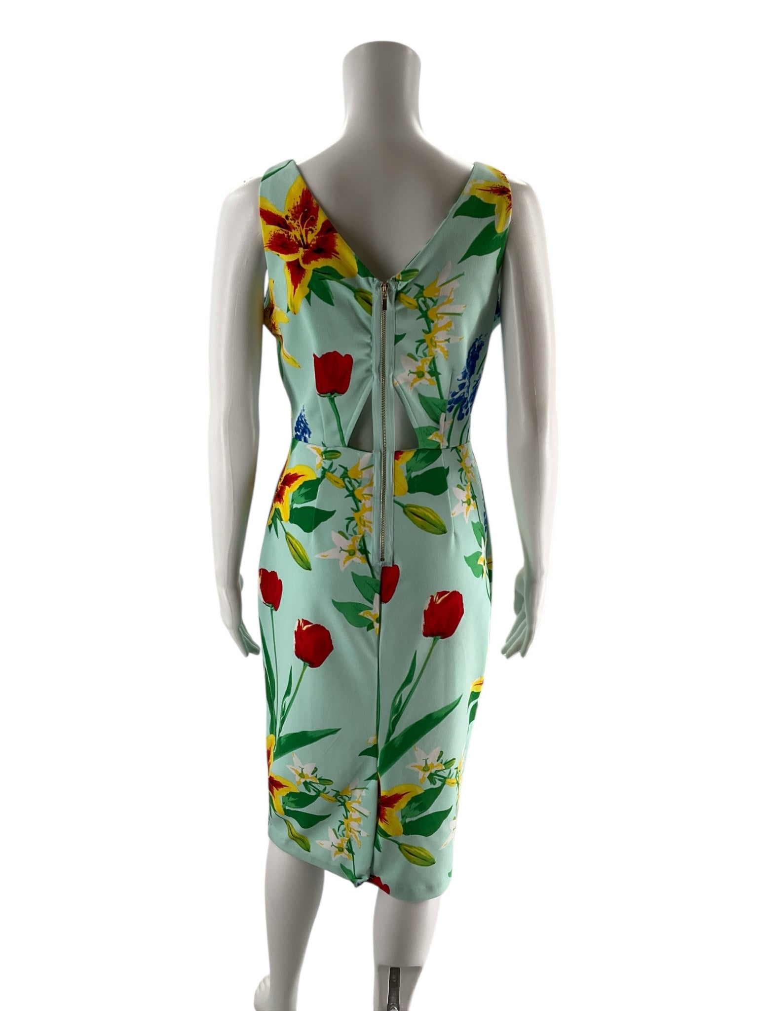 New York & Co Aqua/Red/Yellow Floral Pre-Owned Ladies Dress - Size XS