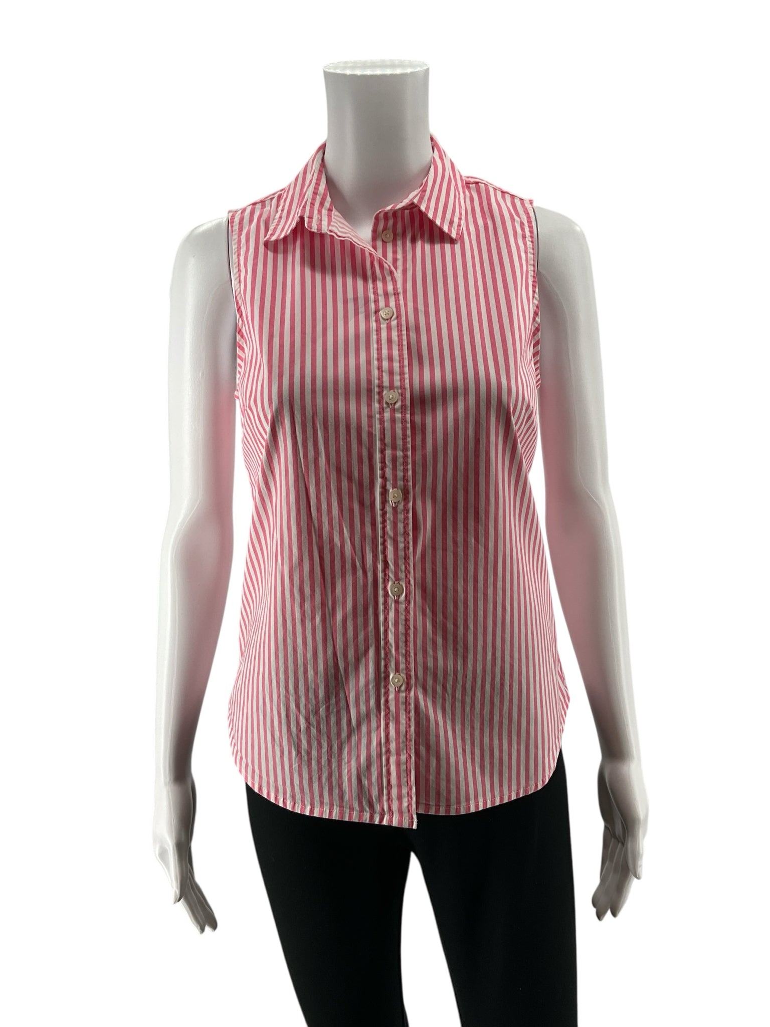 J. Crew Striped Sleeveless Button-Down Top Pink White XS