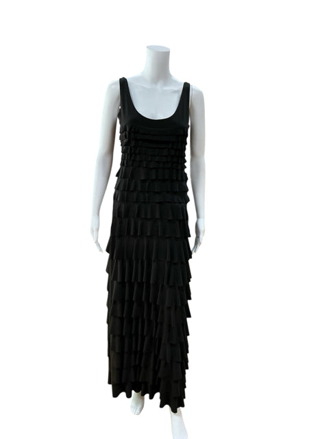 STYLE by Hélène Lagier Black Tiered Ruffle Maxi Dress Size XS- ONLINE ONLY