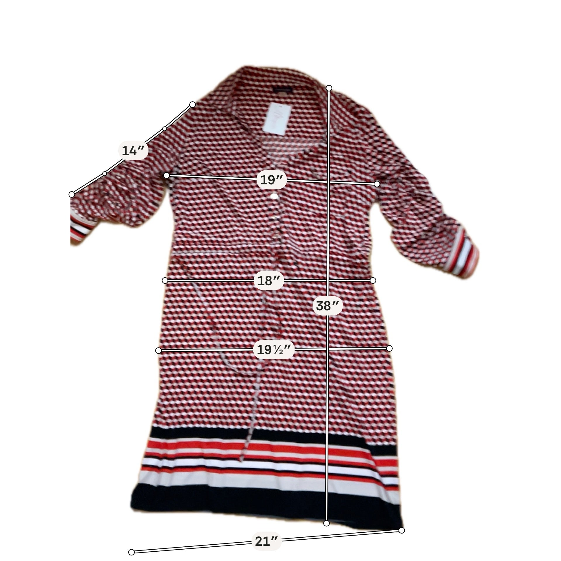 Tommy Hilfiger Geometric Cube Print Shirtdress Red Navy Size 14