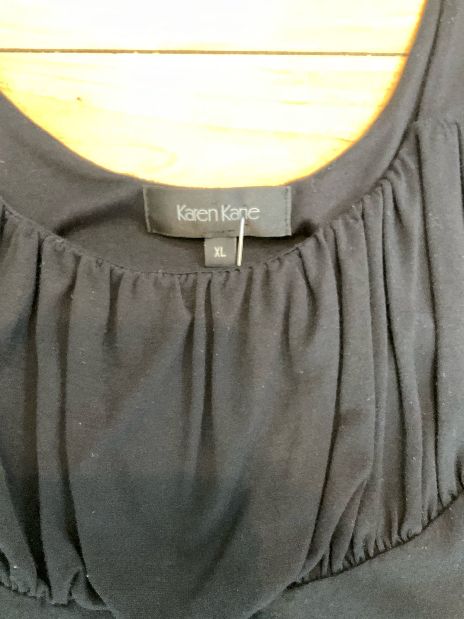 Karen Kane Ruched Bust Scoop Neck Tank Top Black XL Stretch USA Made