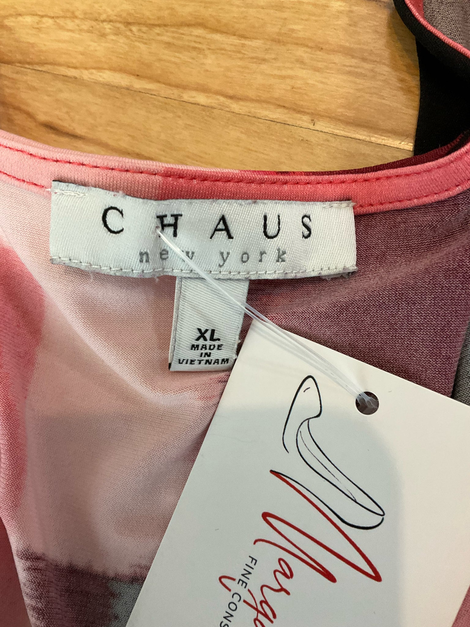 Chaus New York Abstract Print Zipper V-Neck Tunic Top Size XL