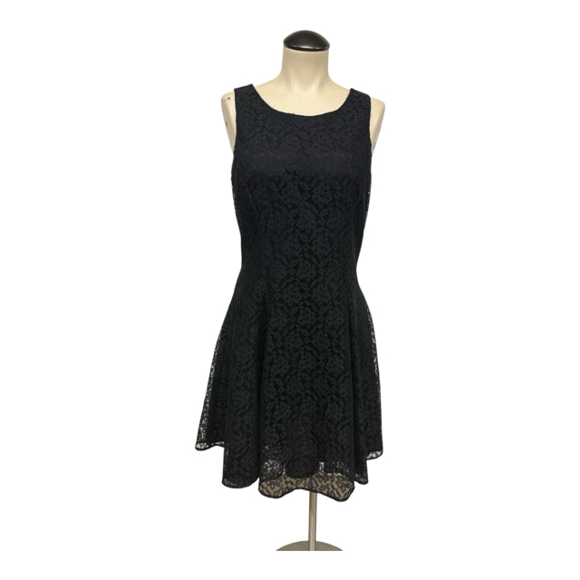 Rampage Black Floral Lace Fit & Flare Sleeveless Dress Size 9