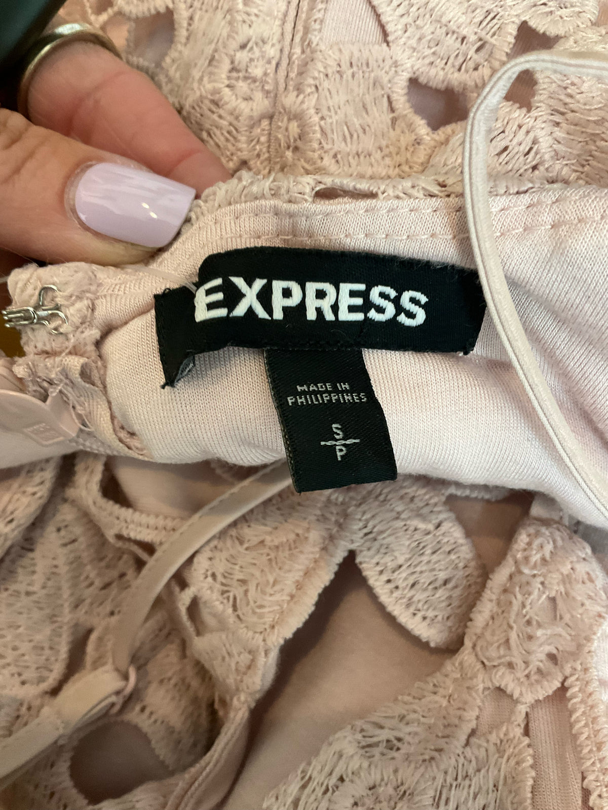 Express Blush Pink Embroidered Floral Lace Cami Midi Dress Size S - ONLINE ONLY