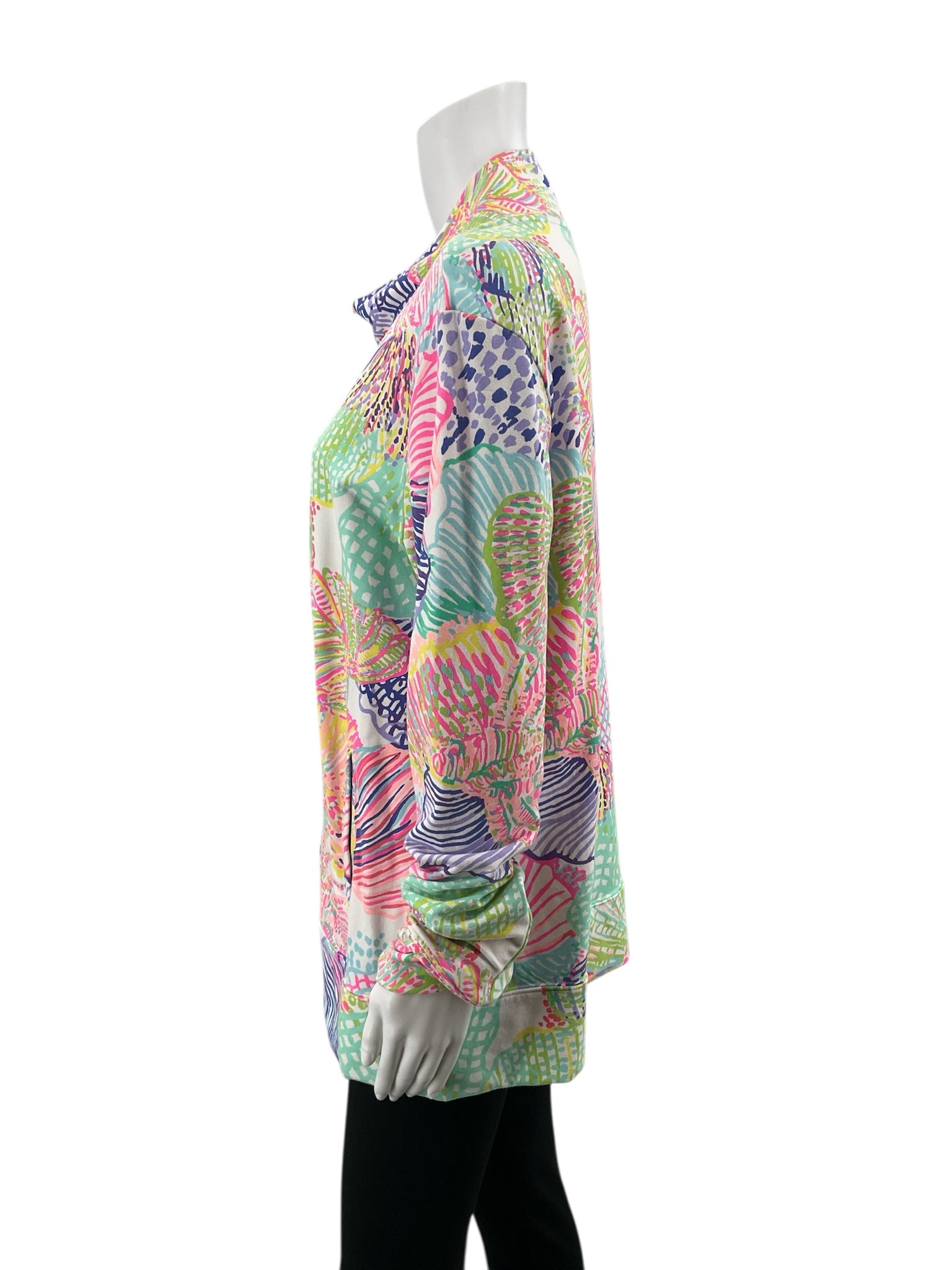 Lilly Pulitzer white/blue/pink Jacket Skipper Popover Jacket Jellies Be Jammin Print XL - Size XL