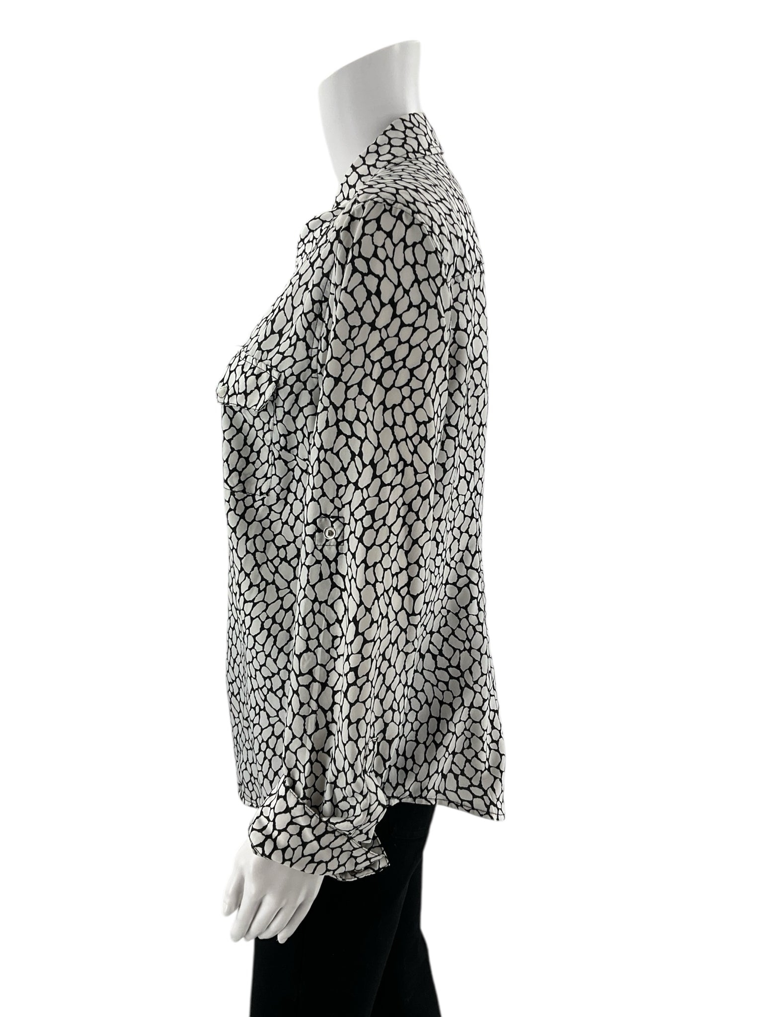 MK - white/black Print Pre-Owned Ladies Casual Top - Size L