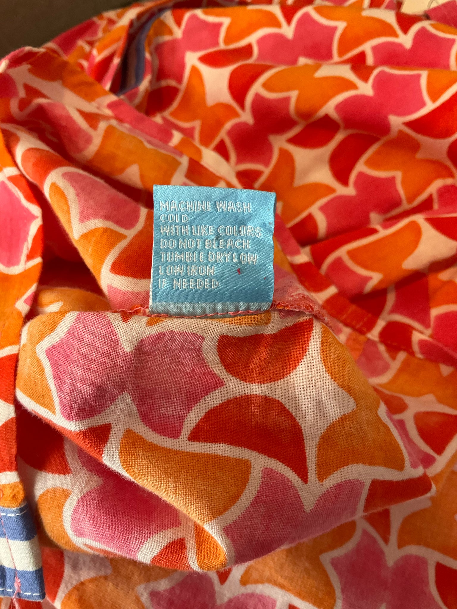 J. McLaughlin red/orange Button Down Geometric Print Cotton Stretch Button-Down Shirt Size Medium - Size M