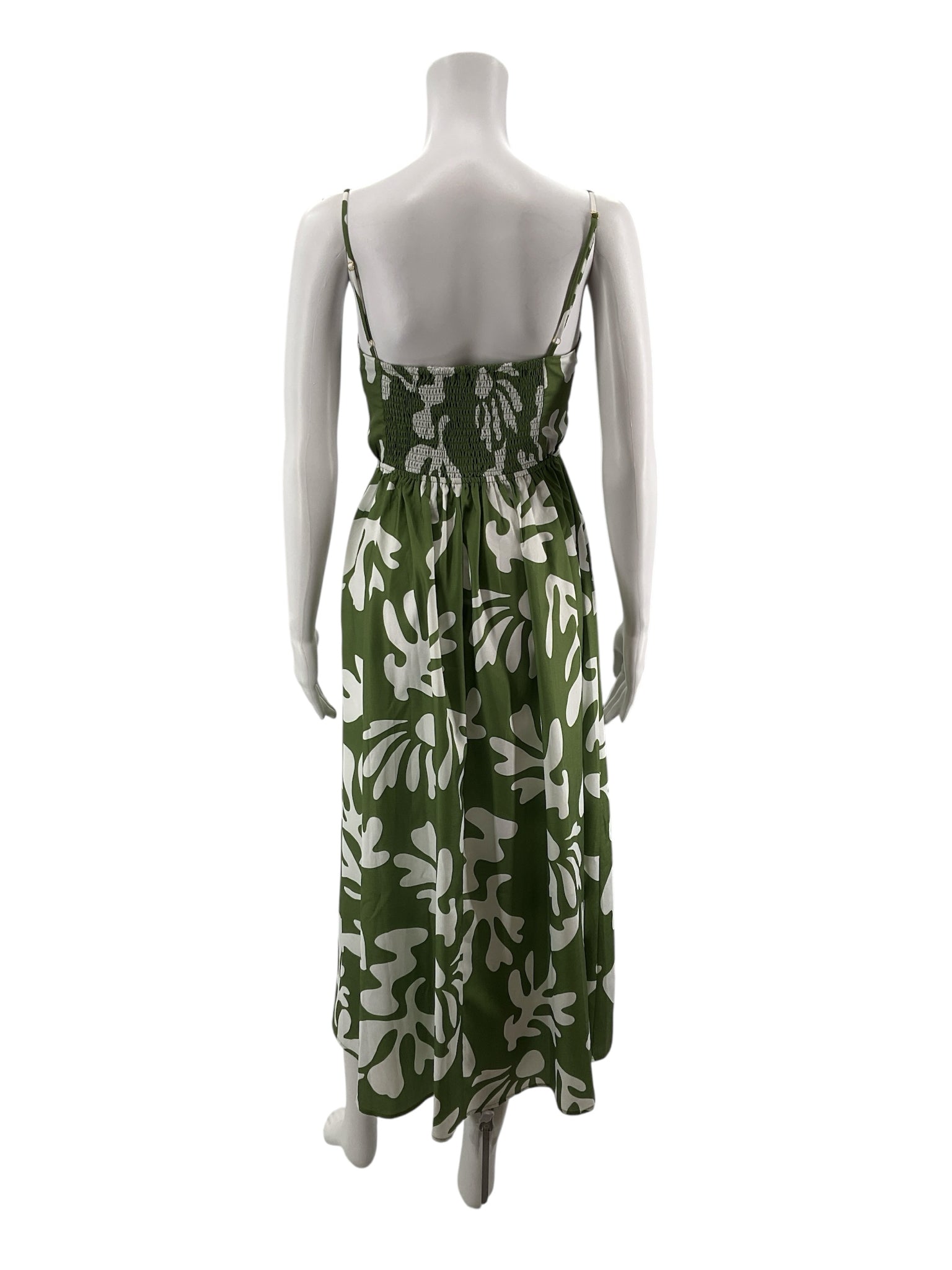 Runaway The Label White/green Maxi Isla Midi Dress XS Sage Green Botanical Print - Size XS