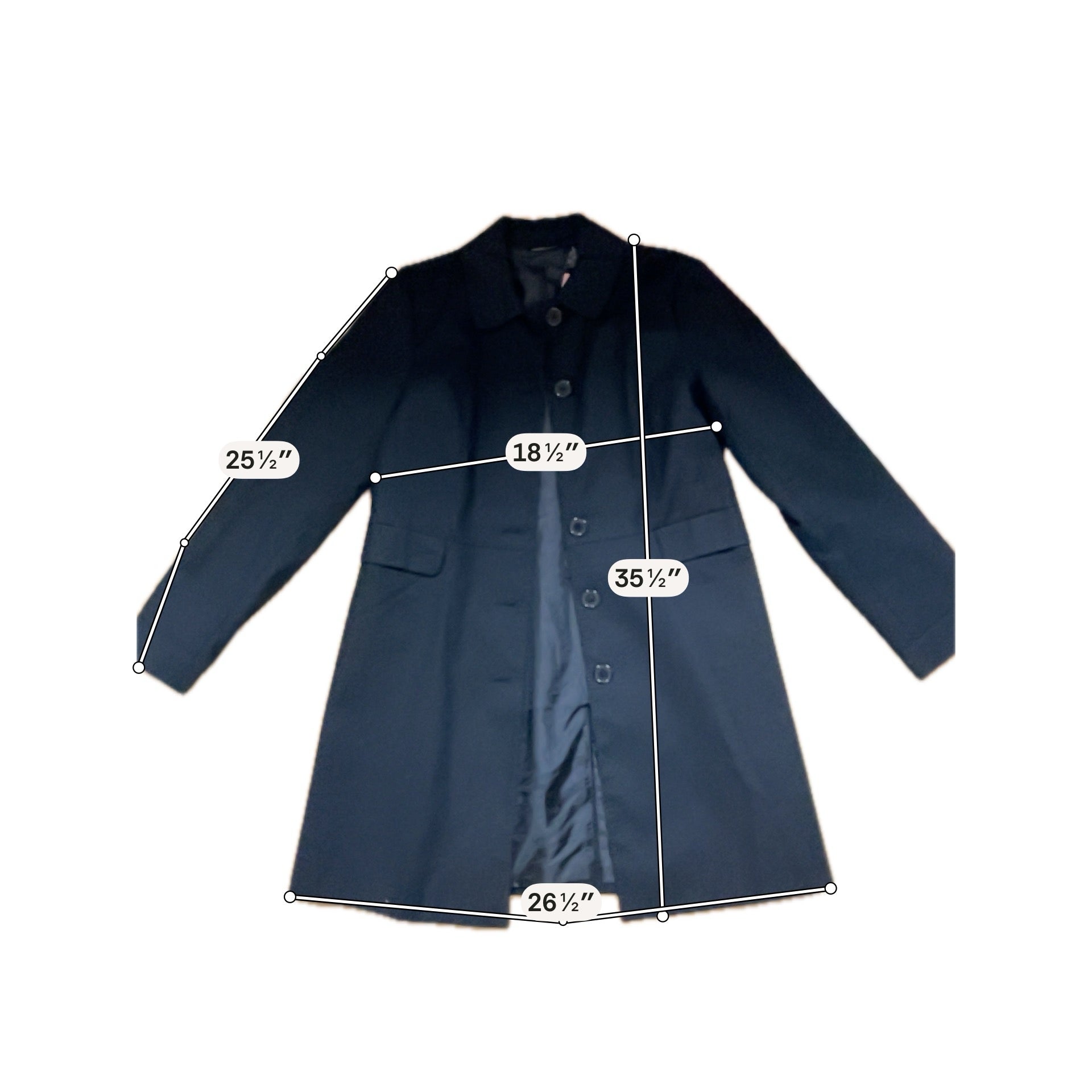 Willi Smith Black Textured Cotton Blend Trench Coat Jacket Size Large