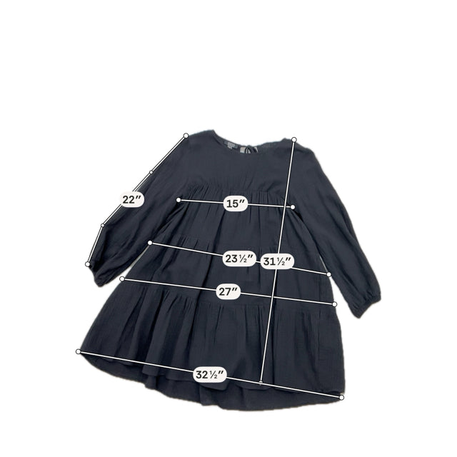 Natalie Busby Black Cotton Gauze Tiered Babydoll Dress Size Small - ONLINE ONLY