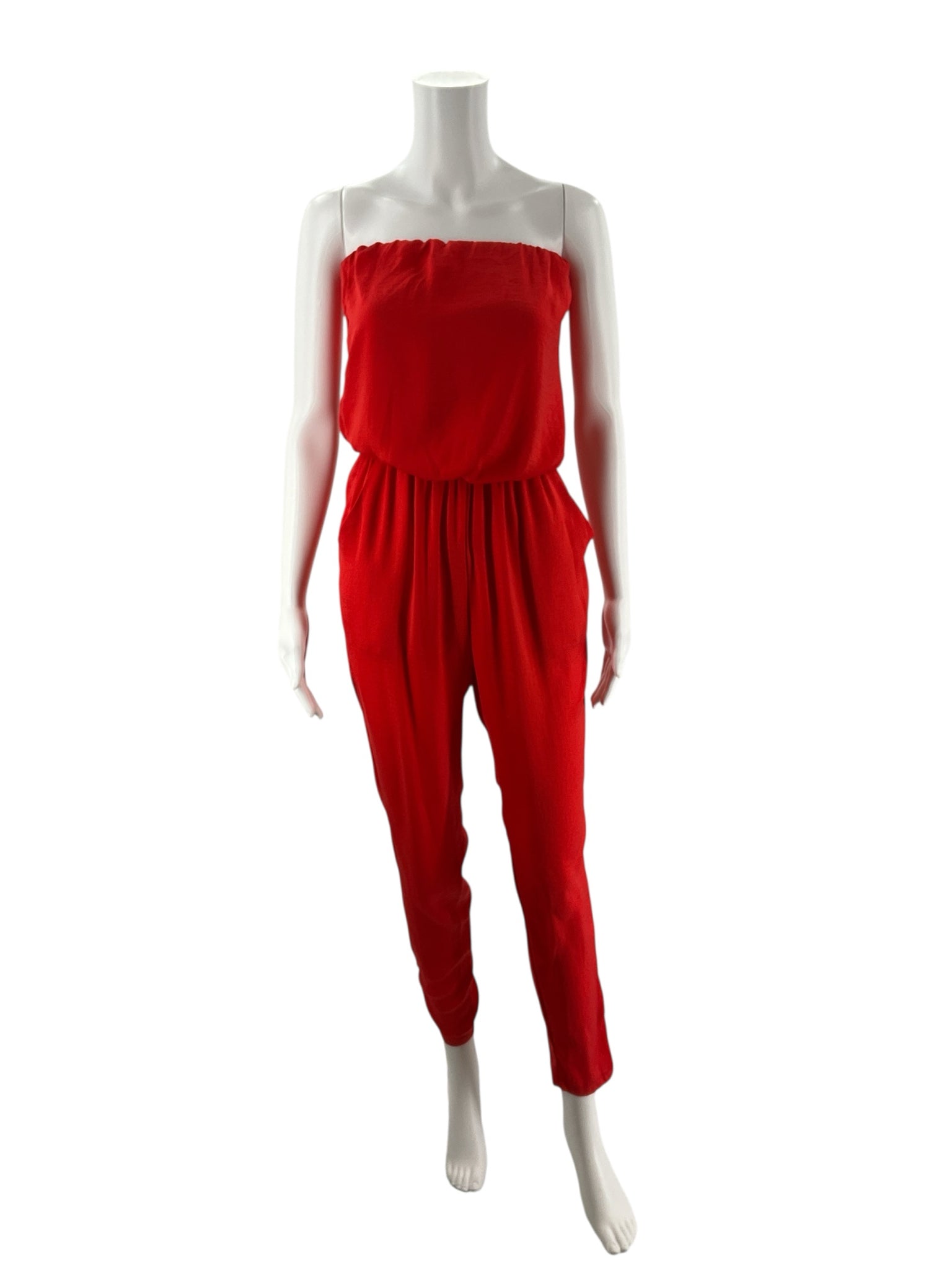 astr Orange/Red Solid Pre-Owned Ladies Jumpsuit - Size XS - Margaret’s Fine Consignment
