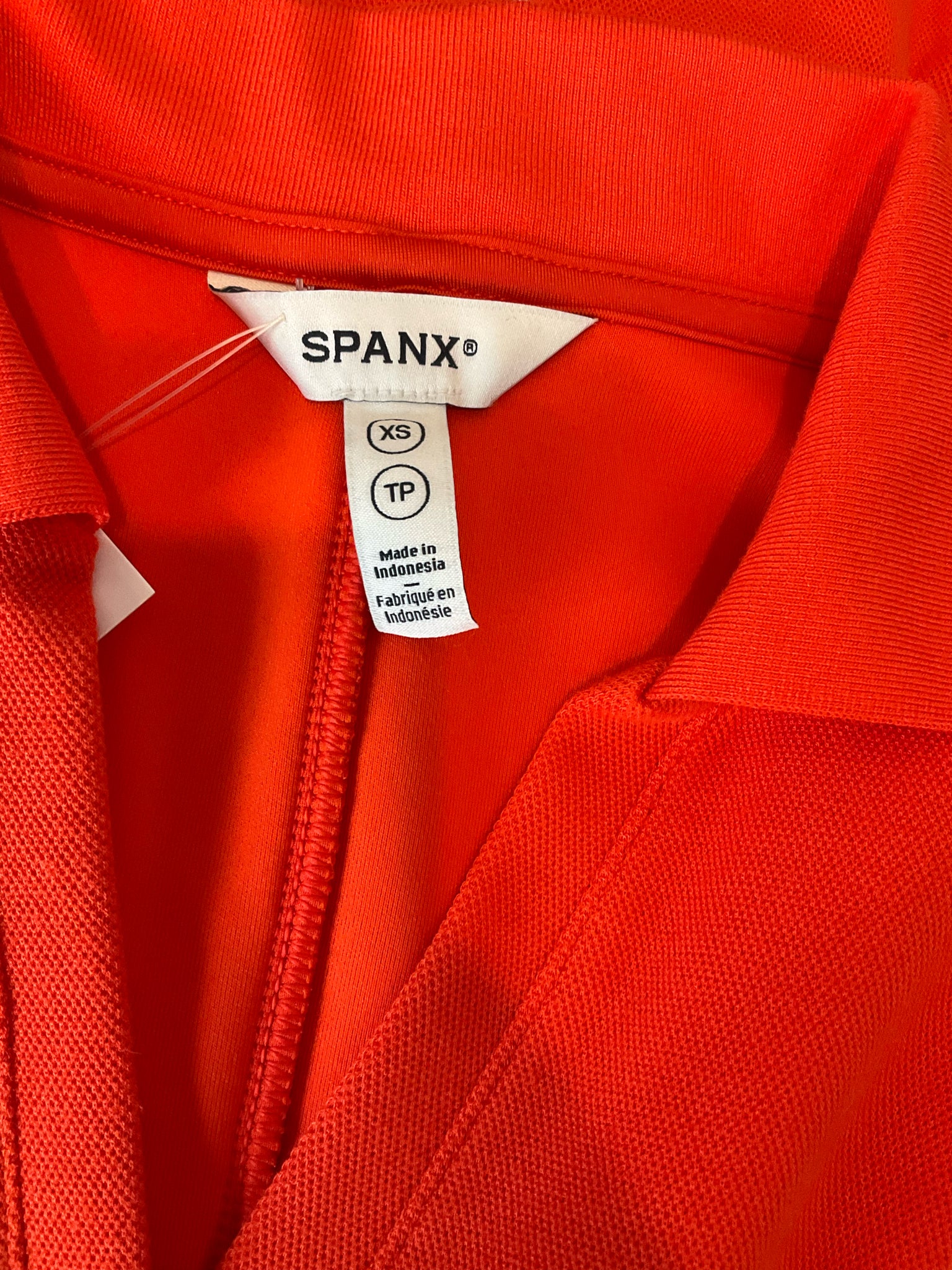 Spanx x Maggy London Orange/White A-Line Polo Dress XS Red White Piping Zip Front Athleisure - Size XS