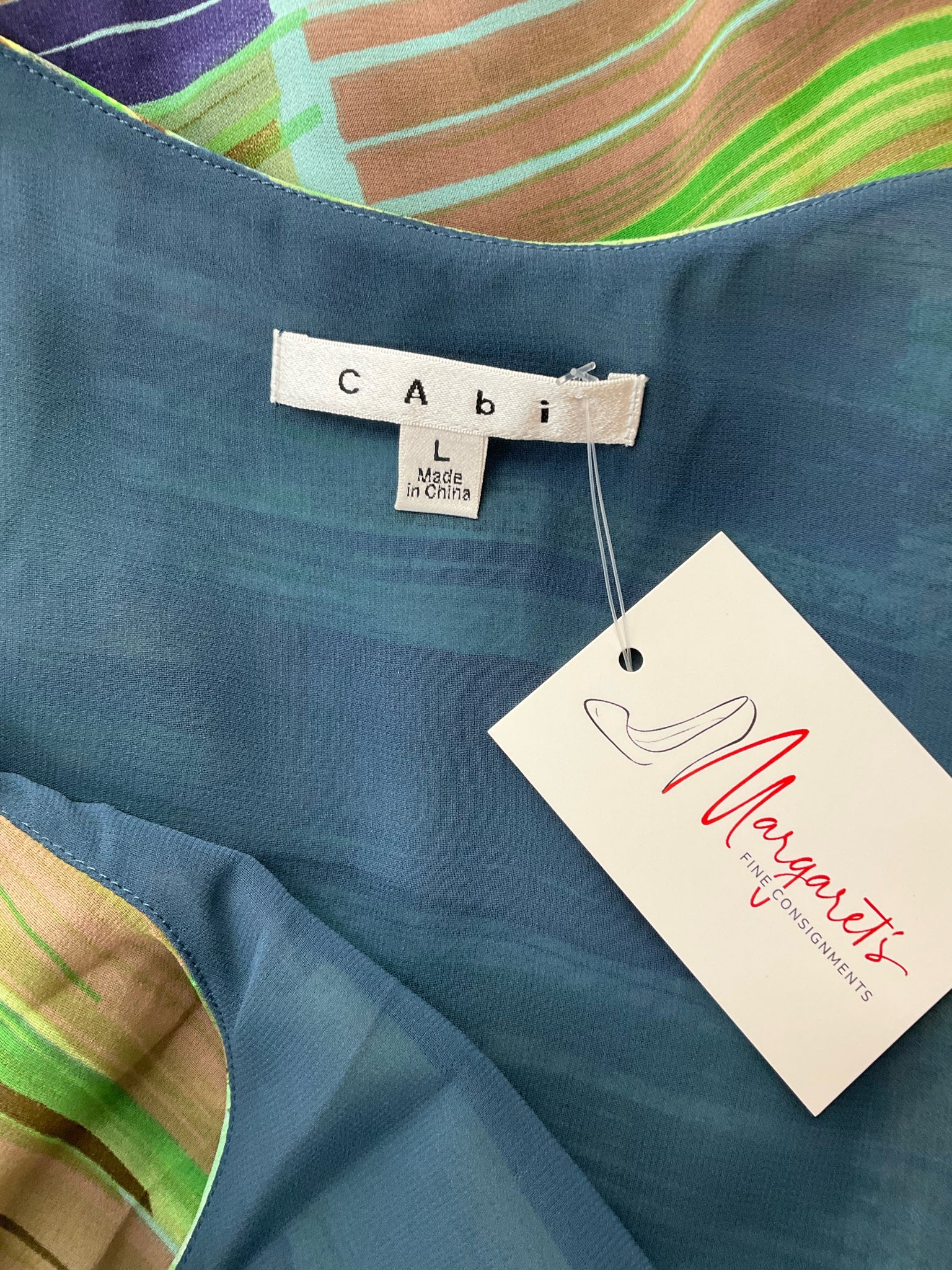 Cabi Green/Multi Print Pre-Owned Ladies Top - Size Large