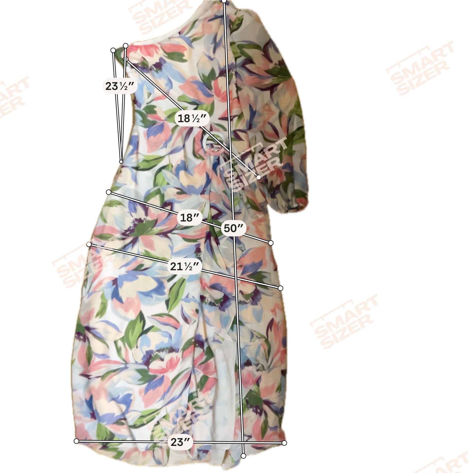 ASTR The Label peach/purple/green Maxi Primrose One Shoulder Floral Midi Dress Pink Size Small - Size S