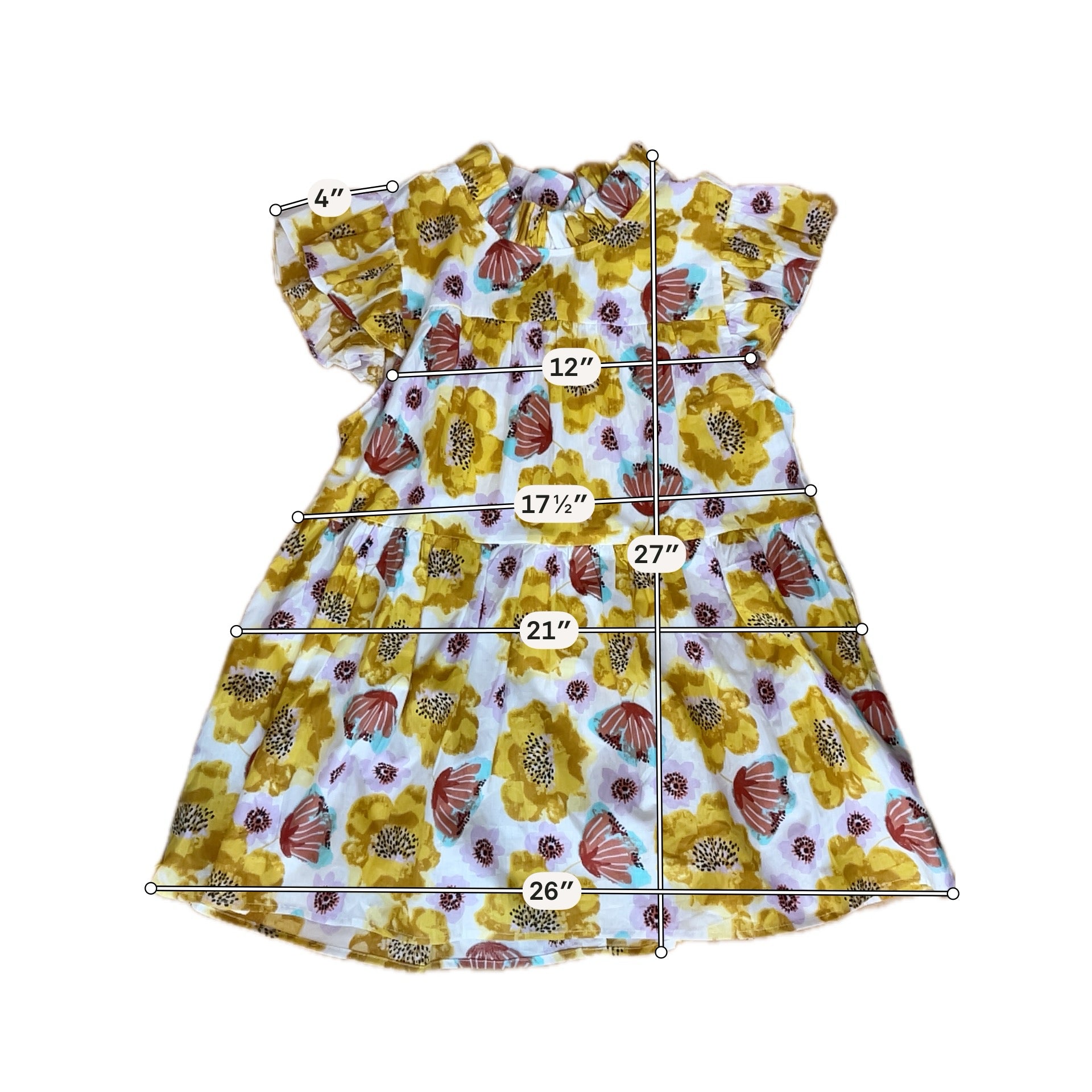Jodifl Floral Ruffle Neck Tiered Tunic Top Size Medium