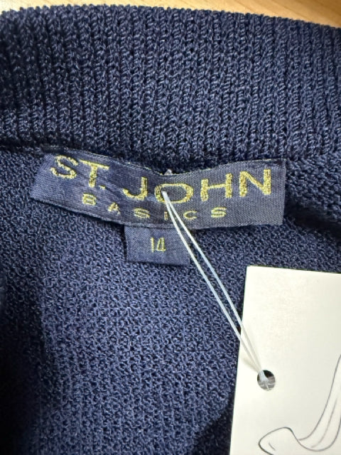 St. John Basics Santana Knit Pencil Skirt Navy Blue Size 14