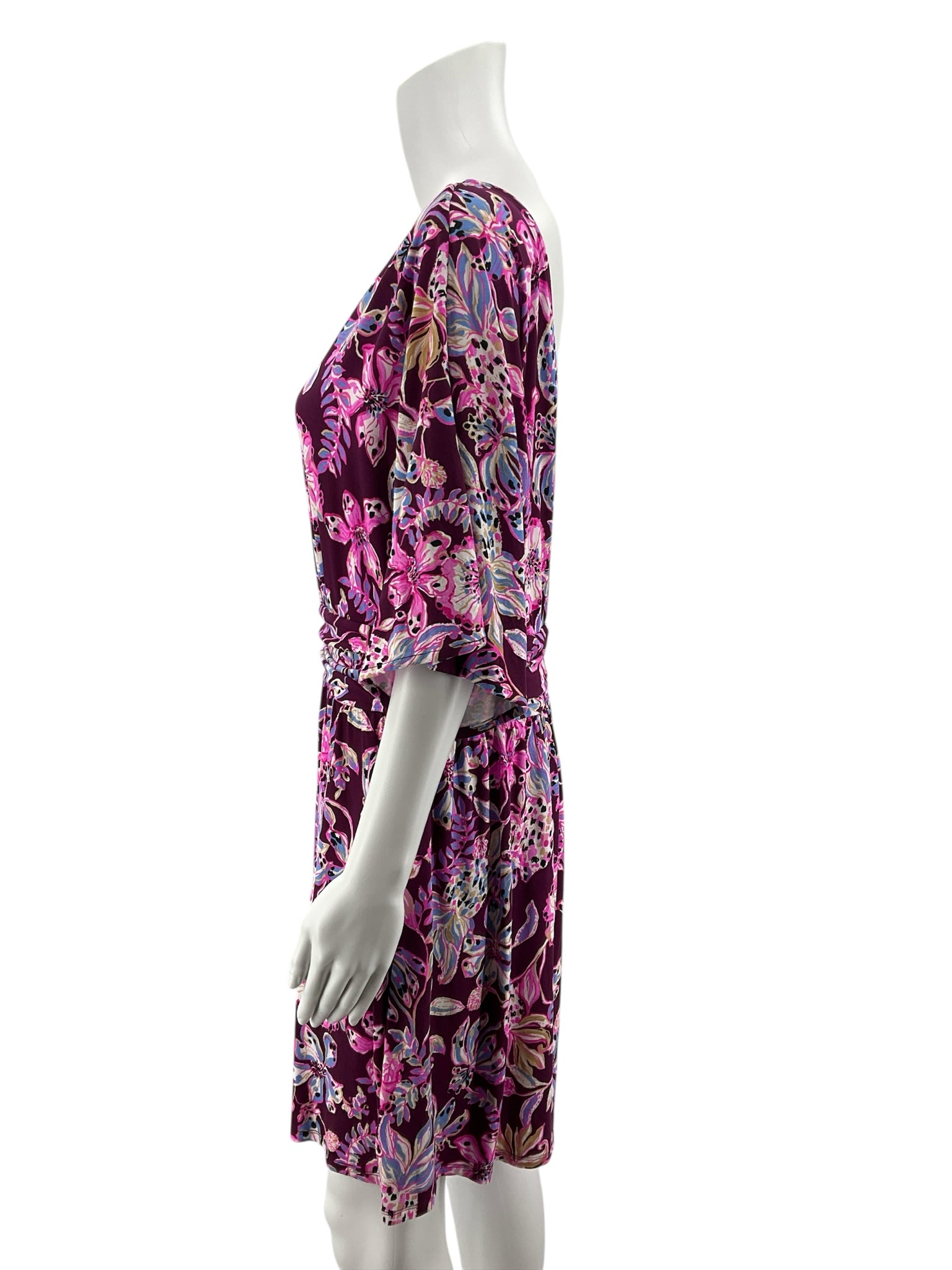 Lilly Pulitzer Ali V-Neck Dress Bay Dreamin Floral Tie Waist Size Large