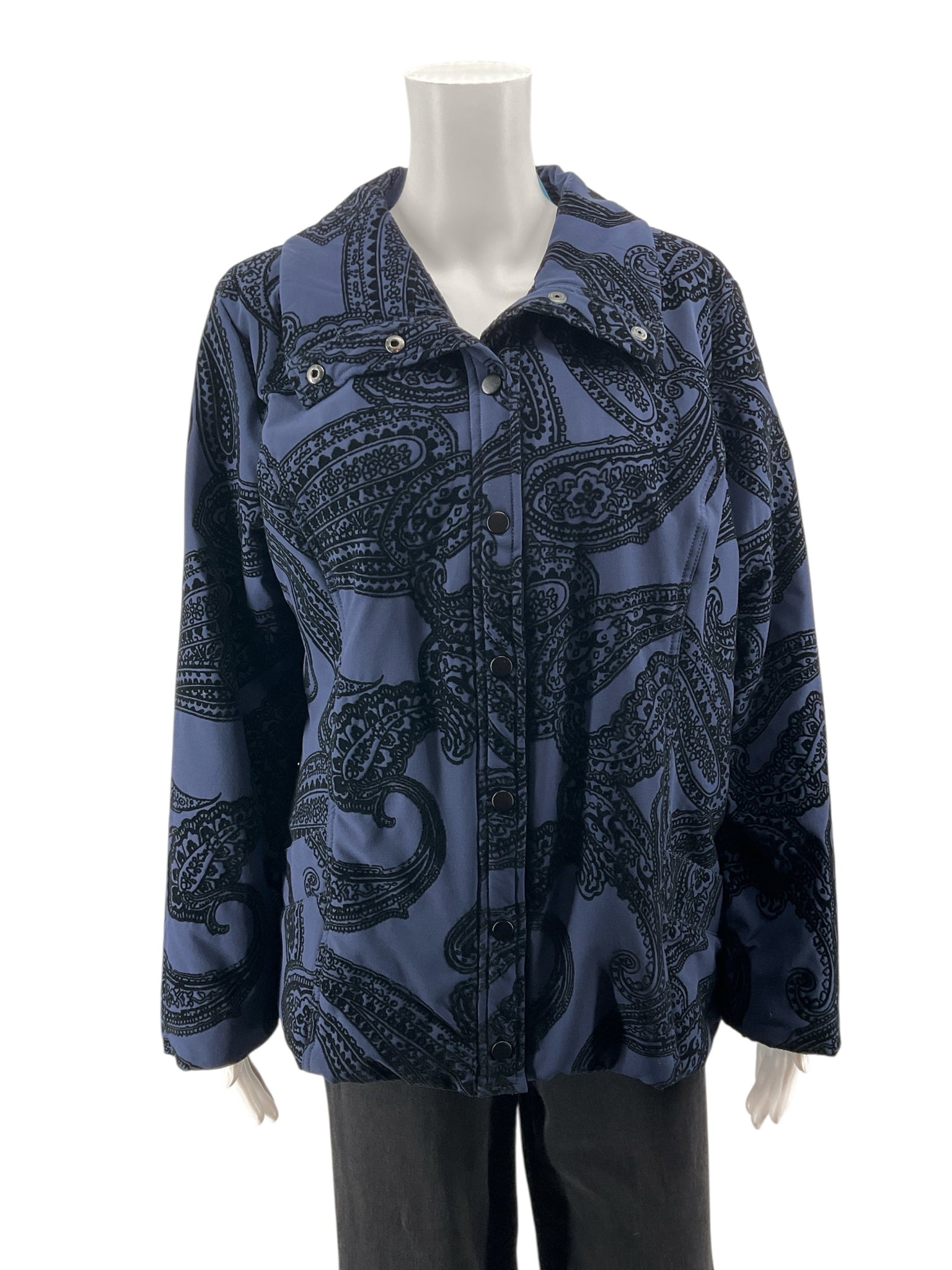 Zenergy Blue/Black Paisley Pre-Owned Ladies Jacket - Size Large - Margaret’s Fine Consignment