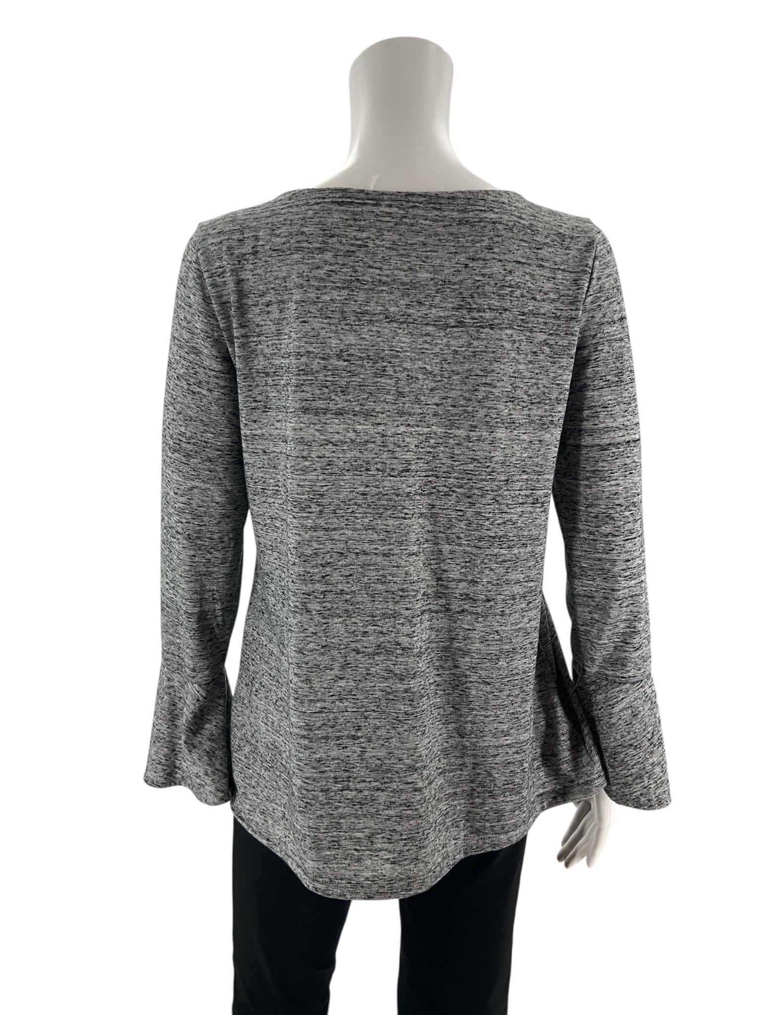 LOFT Heathered Gray Bell Sleeve Boat Neck Top Size Small