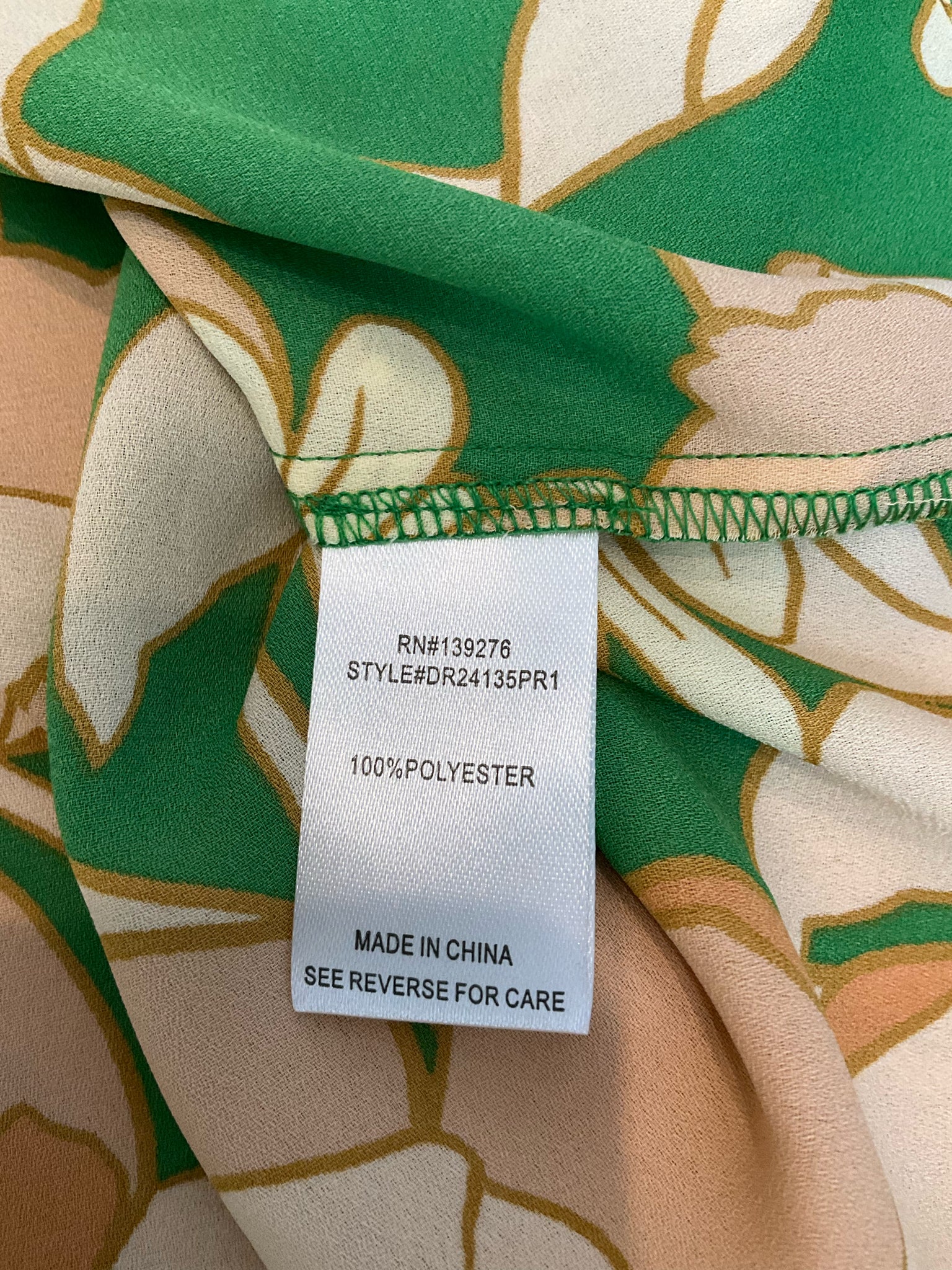 DR2 by Daniel Rainn Floral Puff Sleeve Square Neck Blouse Top XS Green
