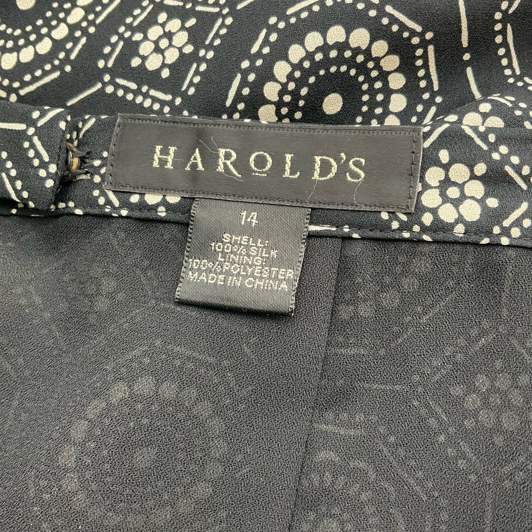 Harolds black/tan Print Pre-Owned Ladies Skirt - Size 14 - Margaret’s Fine Consignment