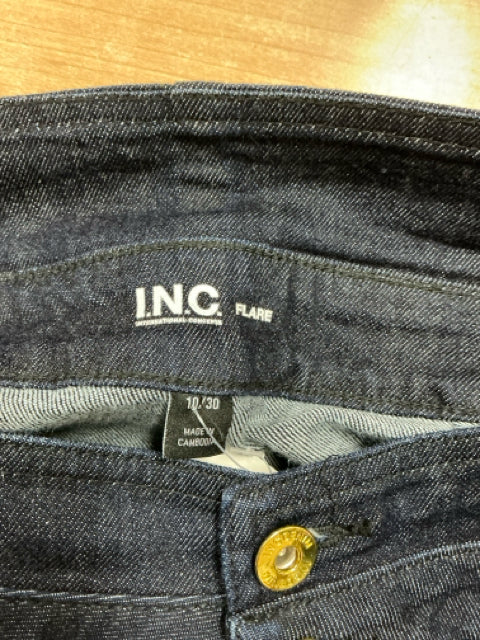 INC International Concepts Flare Jeans Womens Size 10 Dark Wash High Rise